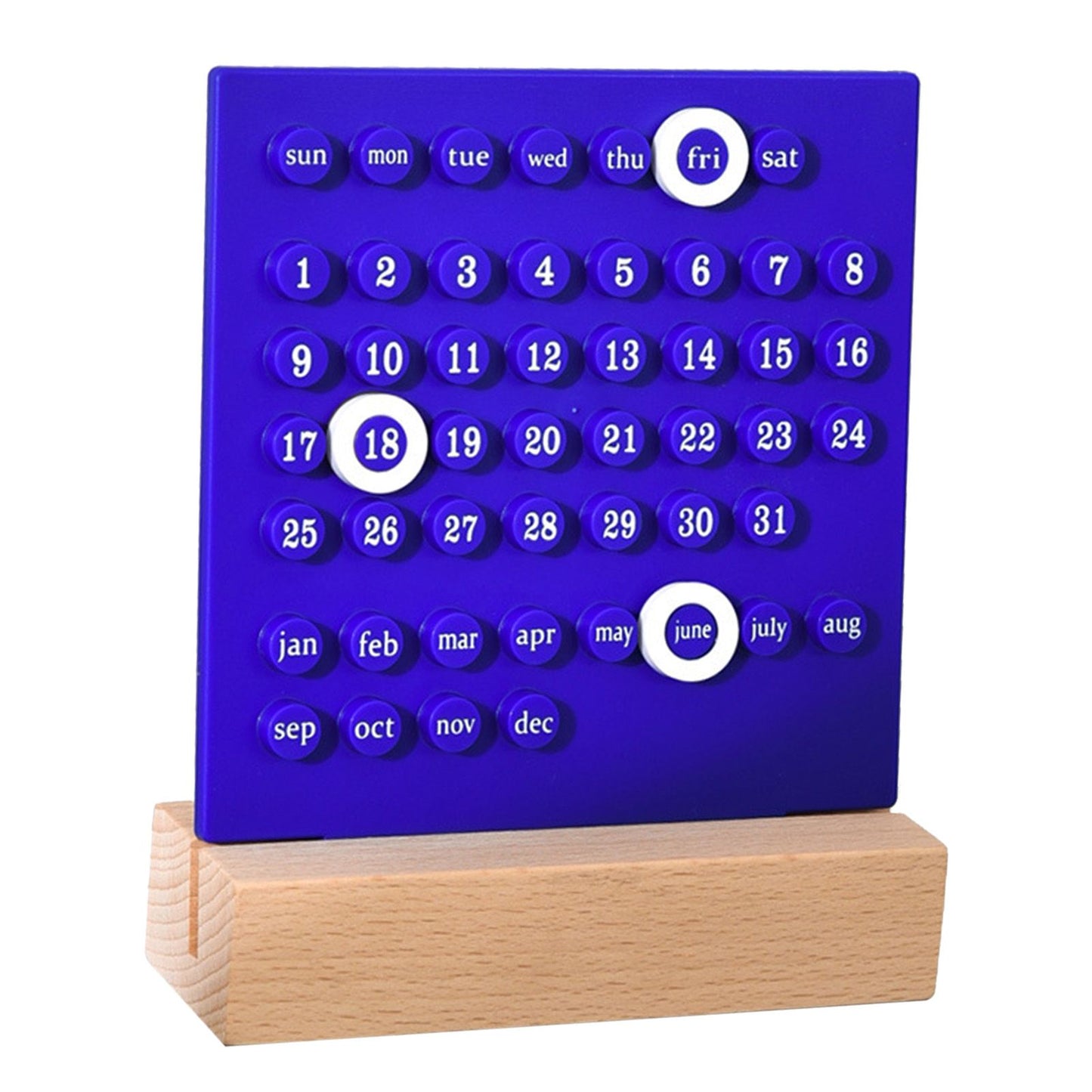 Wooden Kids Calendar DIY Hand Operated Develop Planning Skills Perpetual Calendar for Home Blue