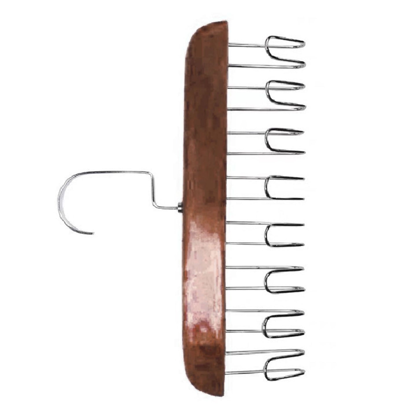 Multifunctional Hanger Punch Free with 8 Hooks Wood and Stainless Steel Cap Holder for Student Dormitory Dark Brown