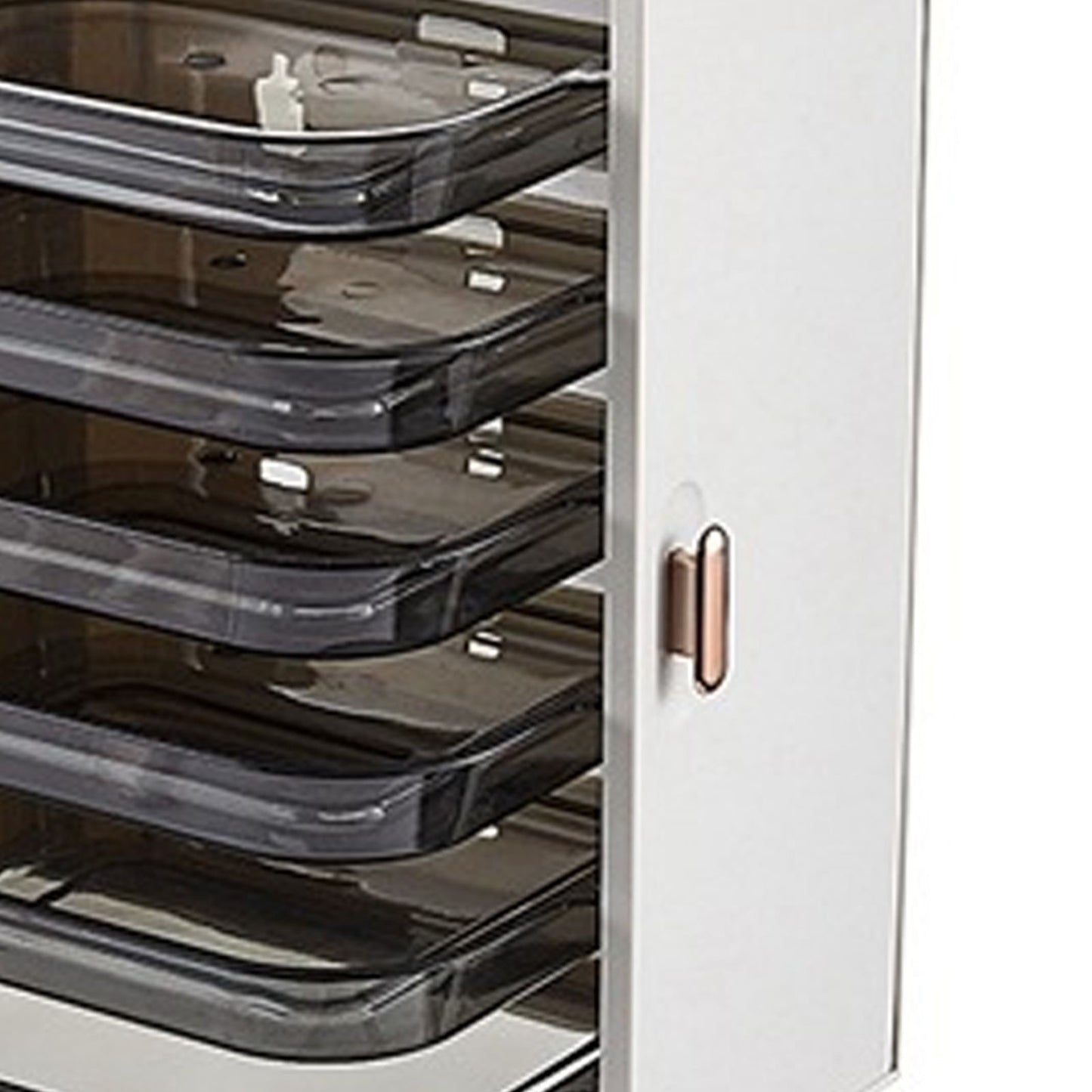 Kitchen Side Dishes Punch Free Foldable PET 6 Layers Wall Mounted Organization Rack Cooking Plates Storage Shelf Pearl White