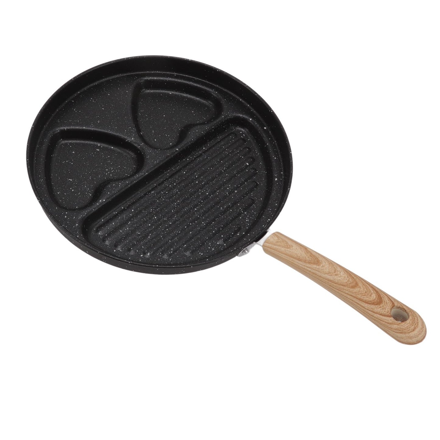 Egg Steak Divided Frying Pan 3 in 1 Multifunctional Prevent Stick Egg Beef Steak Cooker Pan for Home