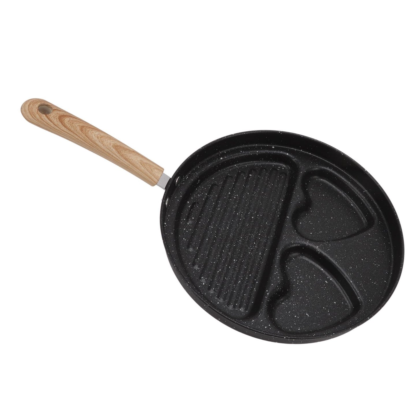 Egg Steak Divided Frying Pan 3 in 1 Multifunctional Prevent Stick Egg Beef Steak Cooker Pan for Home