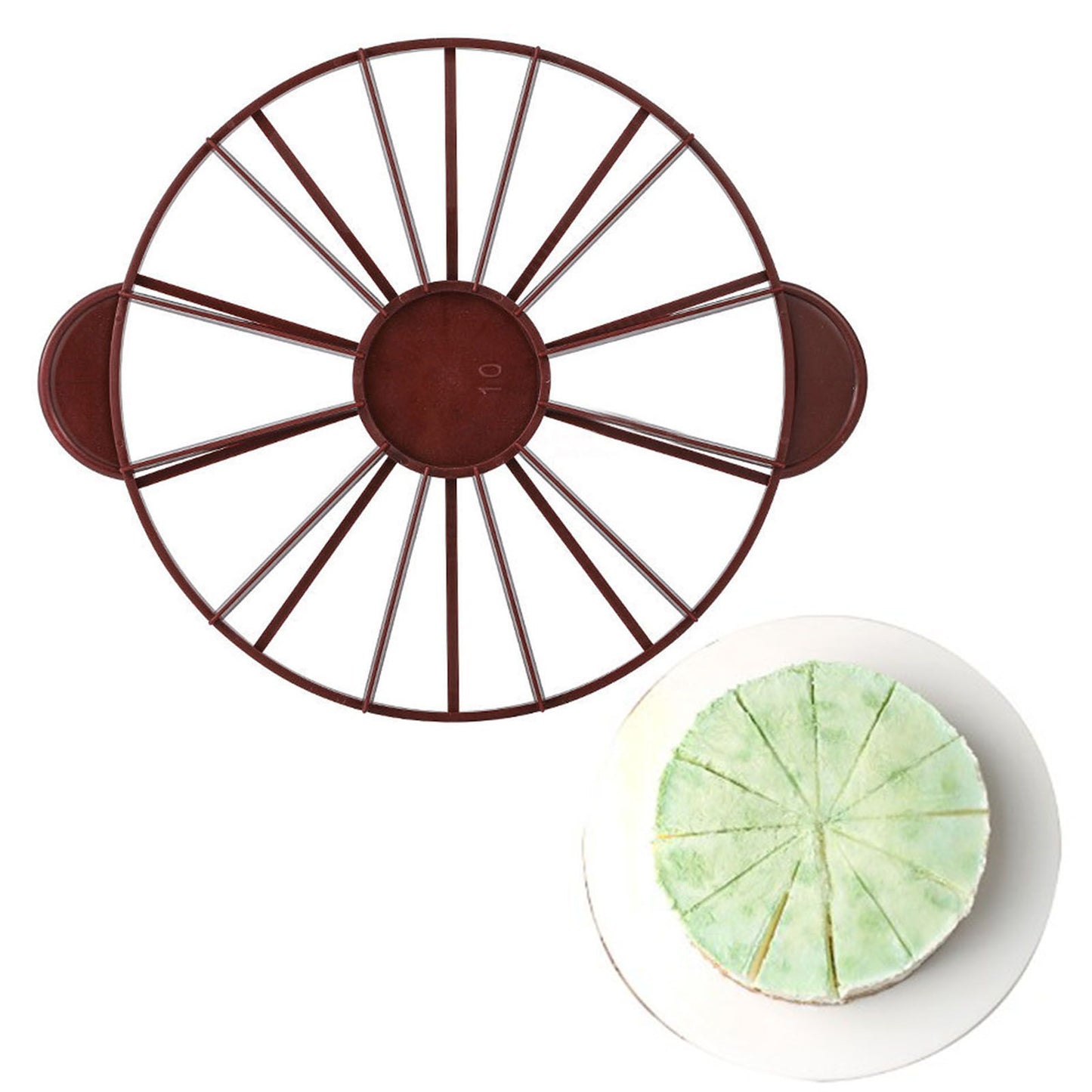 Cake Portion Marker Food Grade Round 10/12 Piece Cake Slice Marker Equal Portion Cutter Bread Cake Divider Baking Tool Dark Red (Brown) 126g/4.4oz（280）