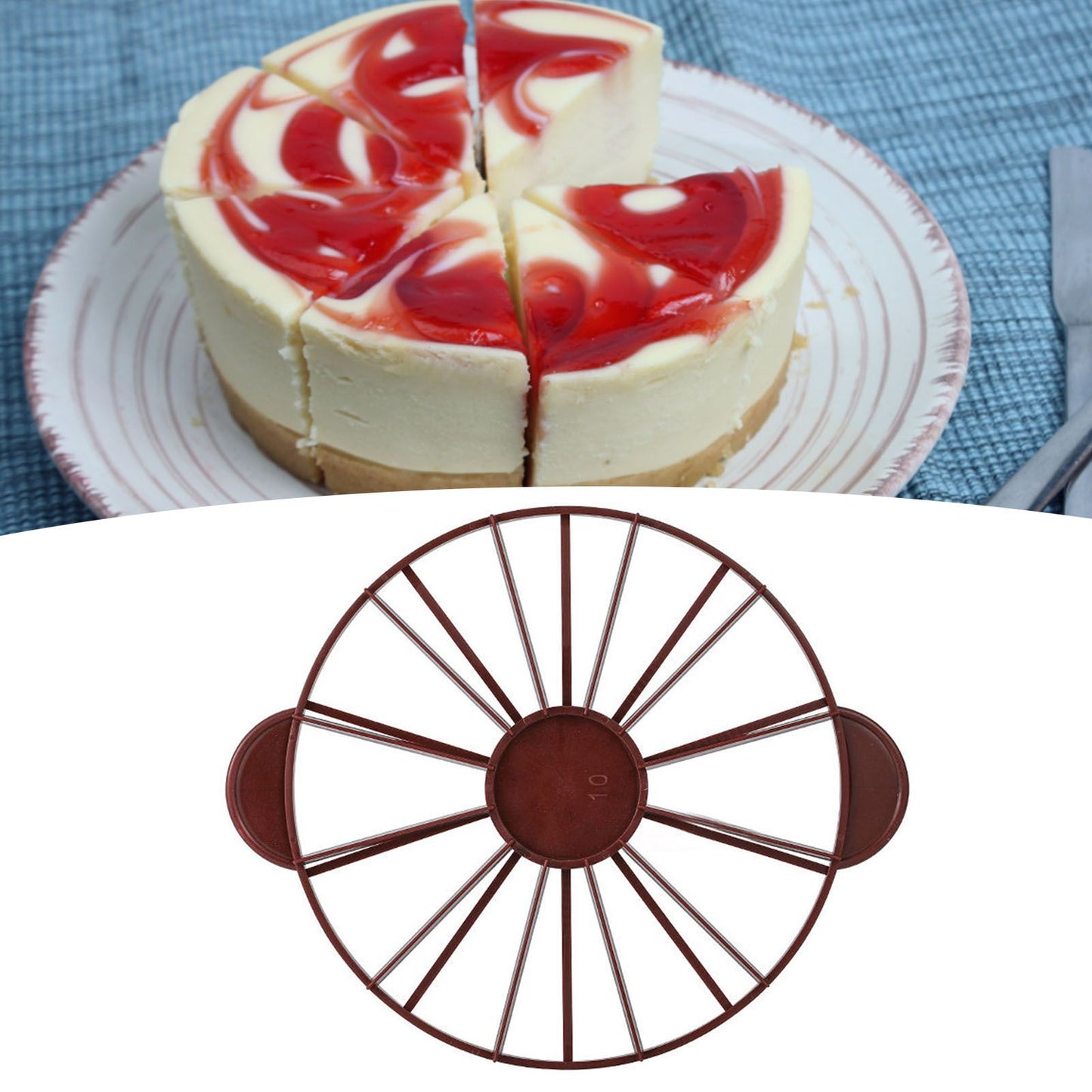 Cake Portion Marker Food Grade Round 10/12 Piece Cake Slice Marker Equal Portion Cutter Bread Cake Divider Baking Tool Dark Red (Brown) 126g/4.4oz（280）