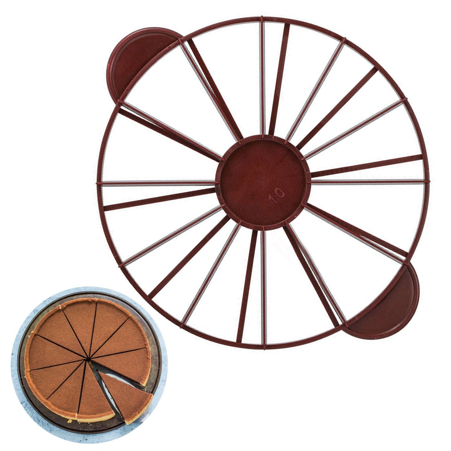 Cake Portion Marker Food Grade Round 10/12 Piece Cake Slice Marker Equal Portion Cutter Bread Cake Divider Baking Tool Dark Red (Brown) 126g/4.4oz（280）