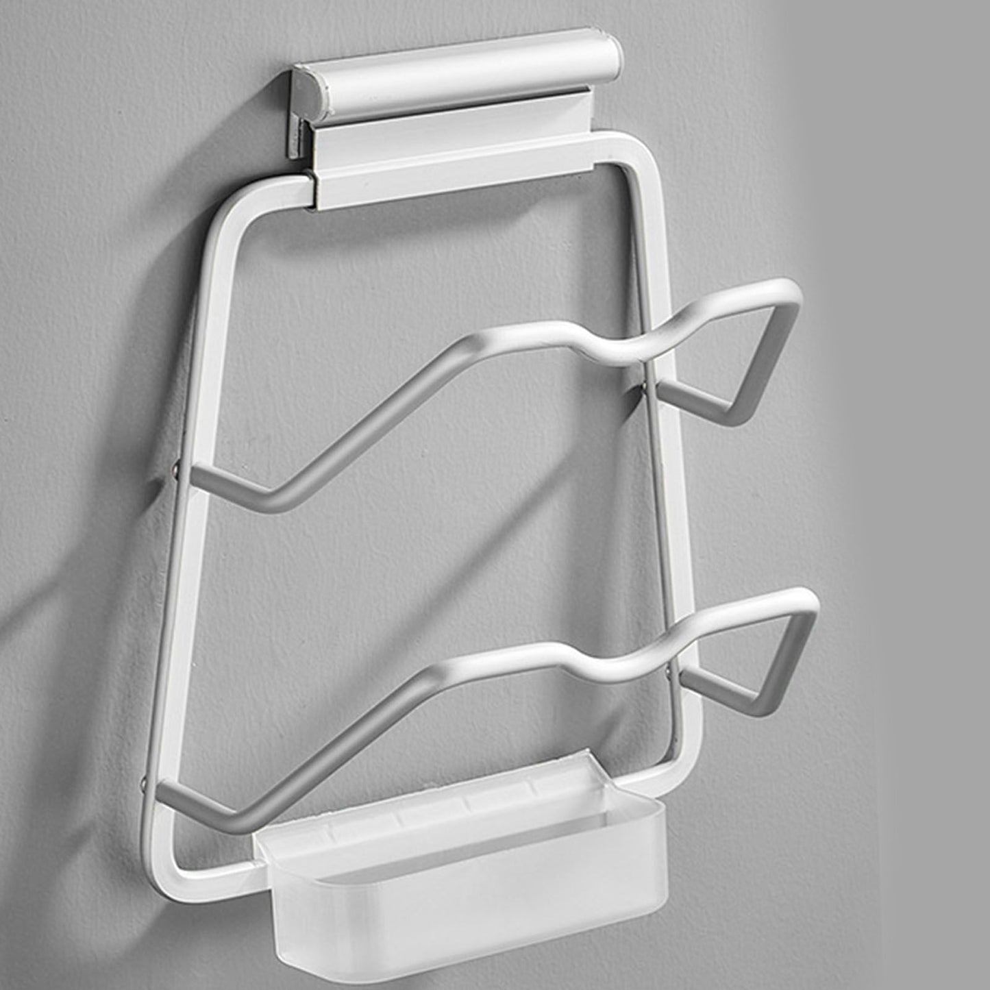 Pot Lid Holder Drilling Free Wall Mounted Space Saving Aluminium Hand Polishing Rustproof for Kitchen 2 Layer
