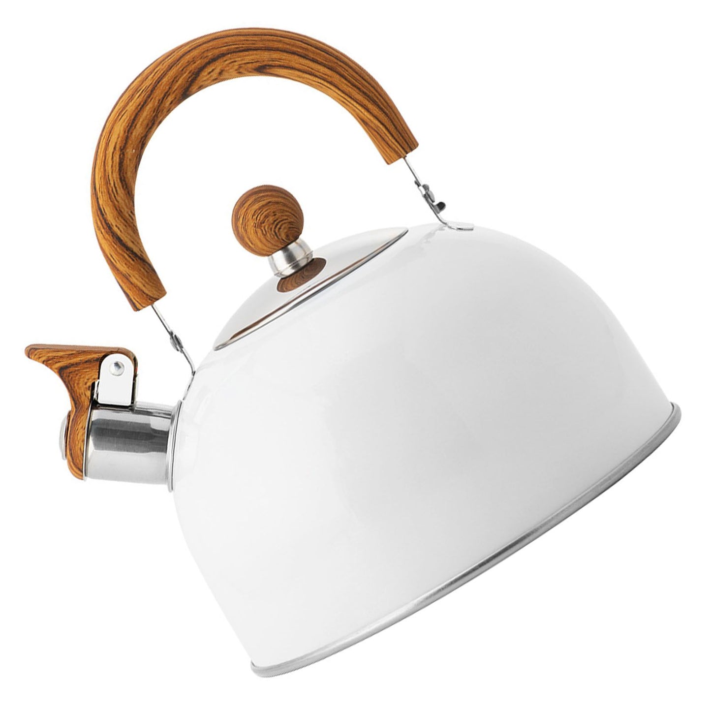 Whistle Kettle Stovetop Stainless Steel Foldable Handle Kitchen Supplies 2.5L White