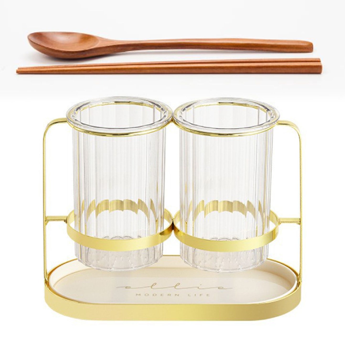 Chopsticks Drying Holder Iron PET Transparent Chopsticks Drying Caddy for Spoons Kitchen Platinum