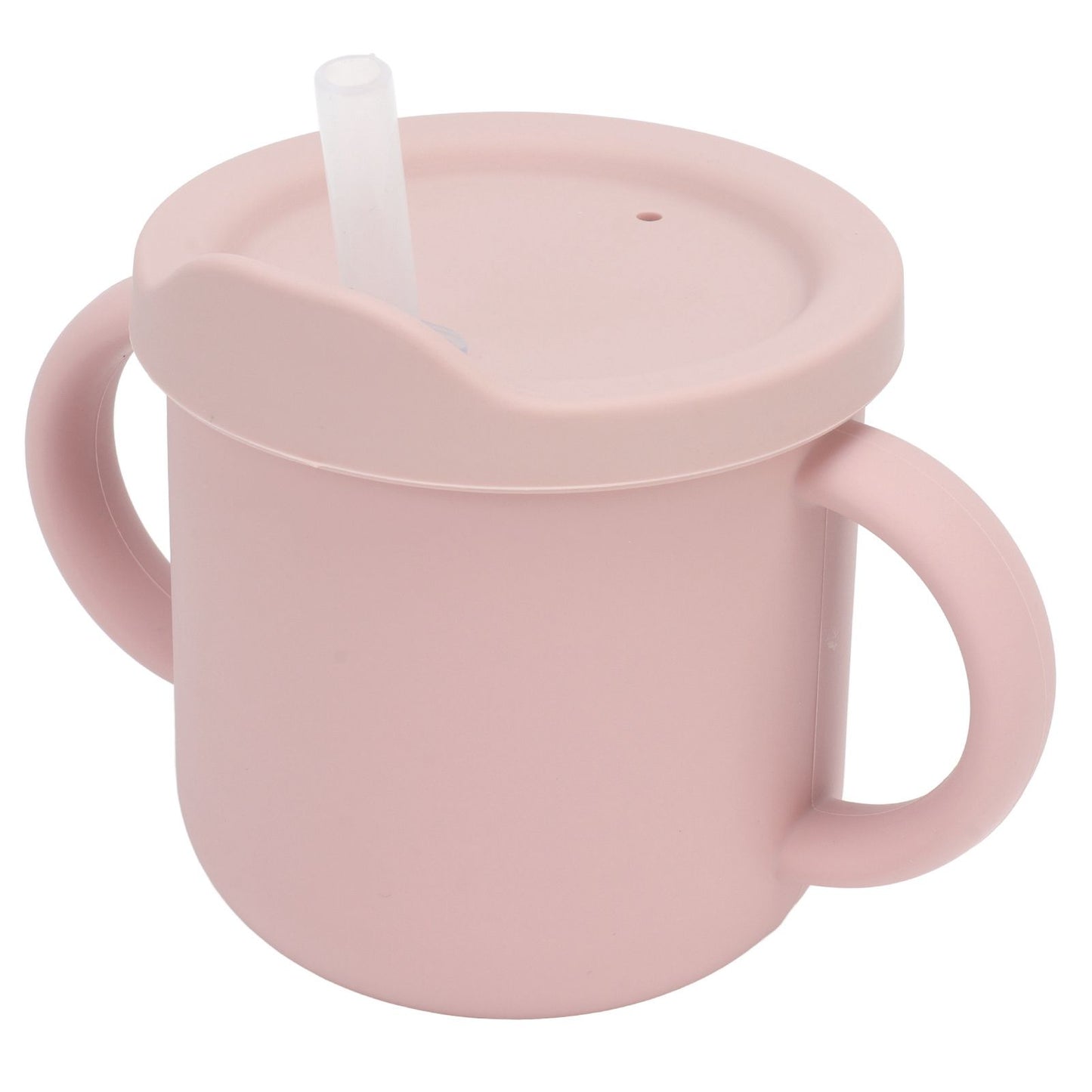 Silicone Sippy Cups Double Handles Lightweight Toddler Training Cup with Tight Leakproof Cover for Home Travelling Pink