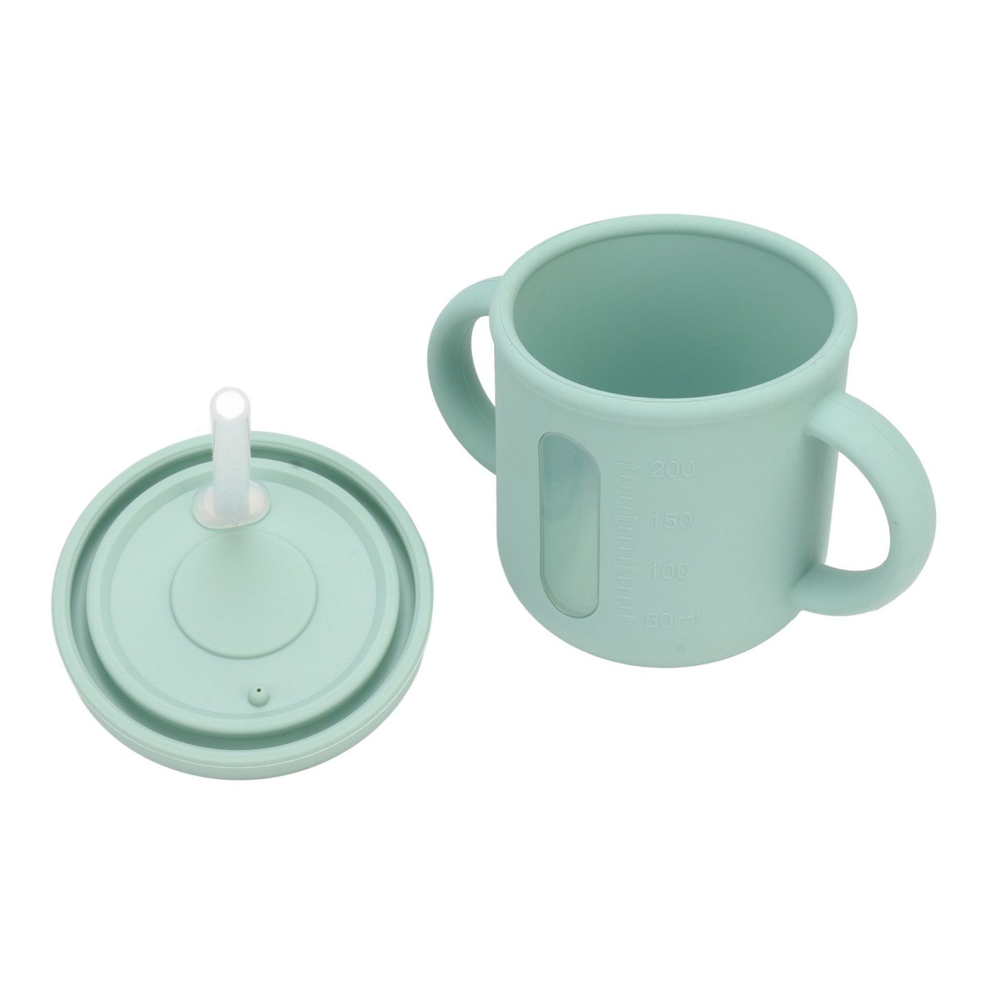 Silicone Sippy Cups Double Handles Lightweight Toddler Training Cup with Tight Leakproof Cover for Home Travelling Green