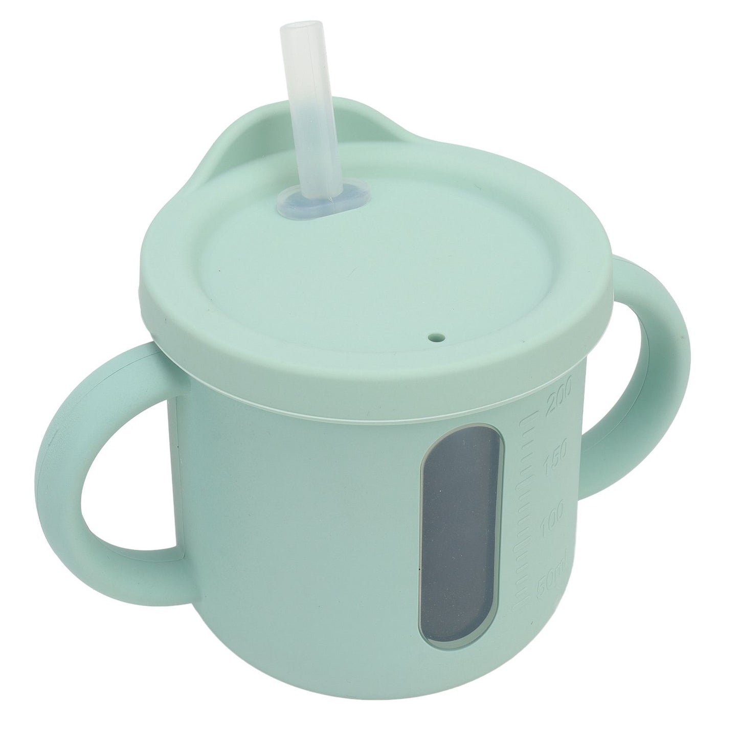Silicone Sippy Cups Double Handles Lightweight Toddler Training Cup with Tight Leakproof Cover for Home Travelling Green