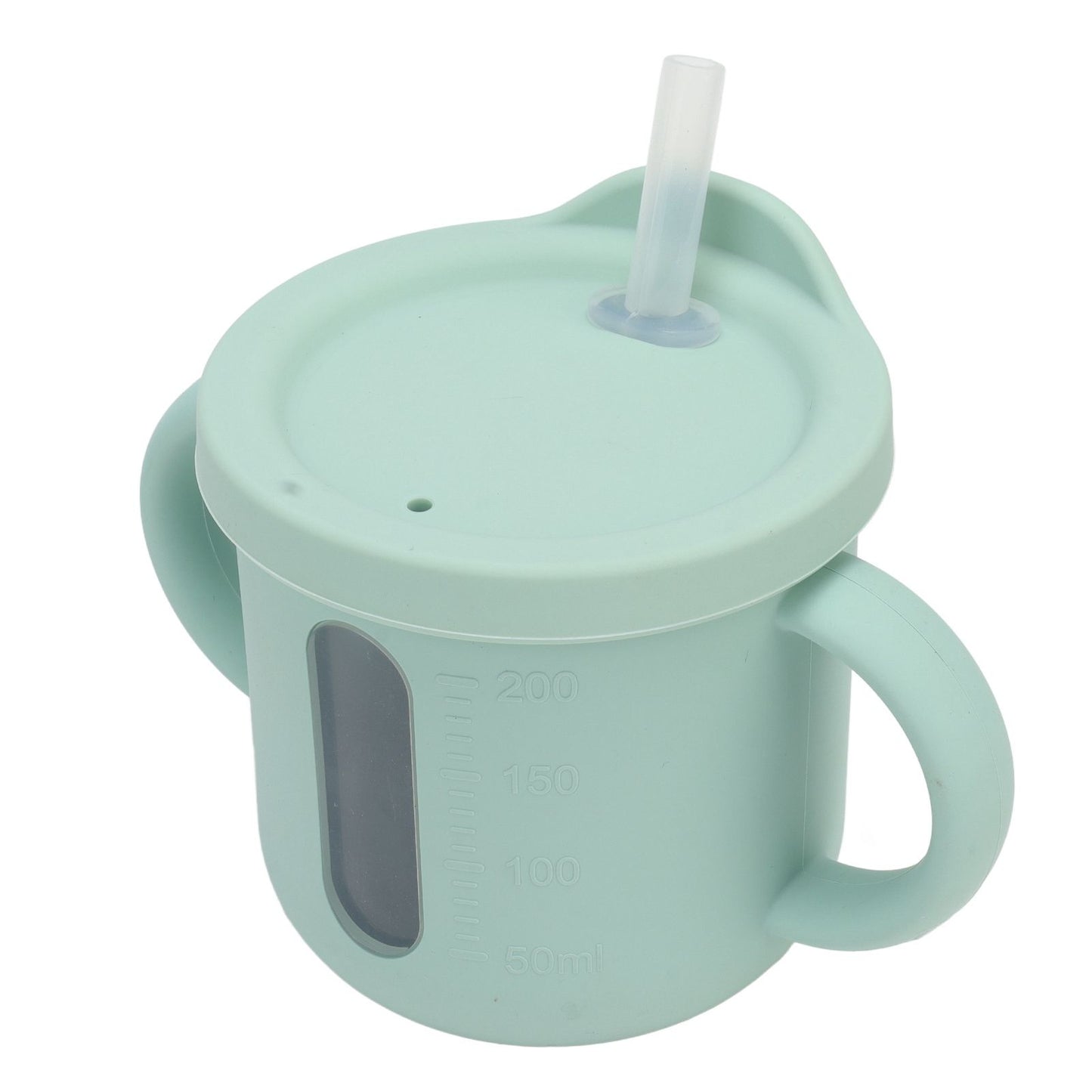Silicone Sippy Cups Double Handles Lightweight Toddler Training Cup with Tight Leakproof Cover for Home Travelling Green