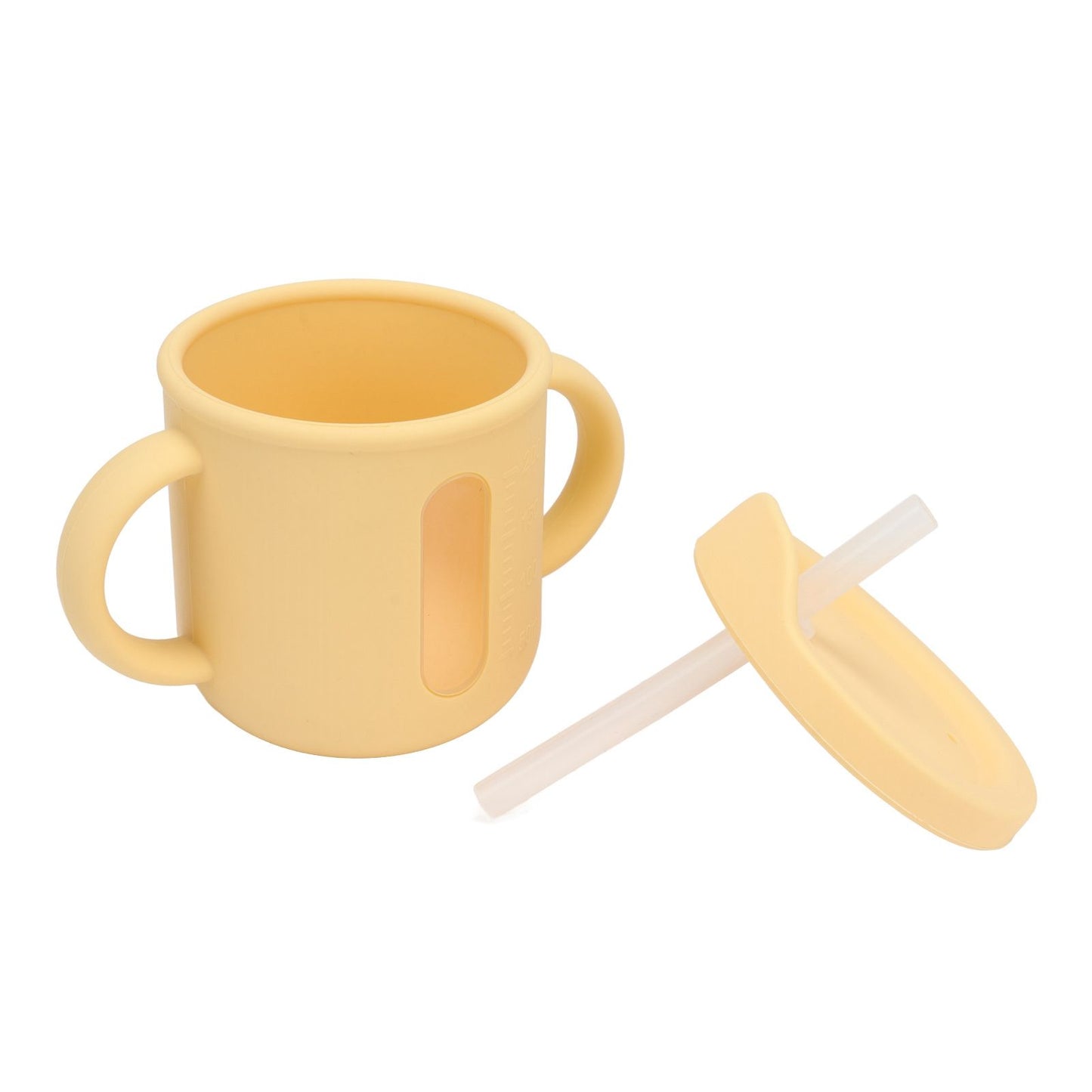 Silicone Sippy Cups Double Handles Lightweight Toddler Training Cup with Tight Leakproof Cover for Home Travelling Yellow