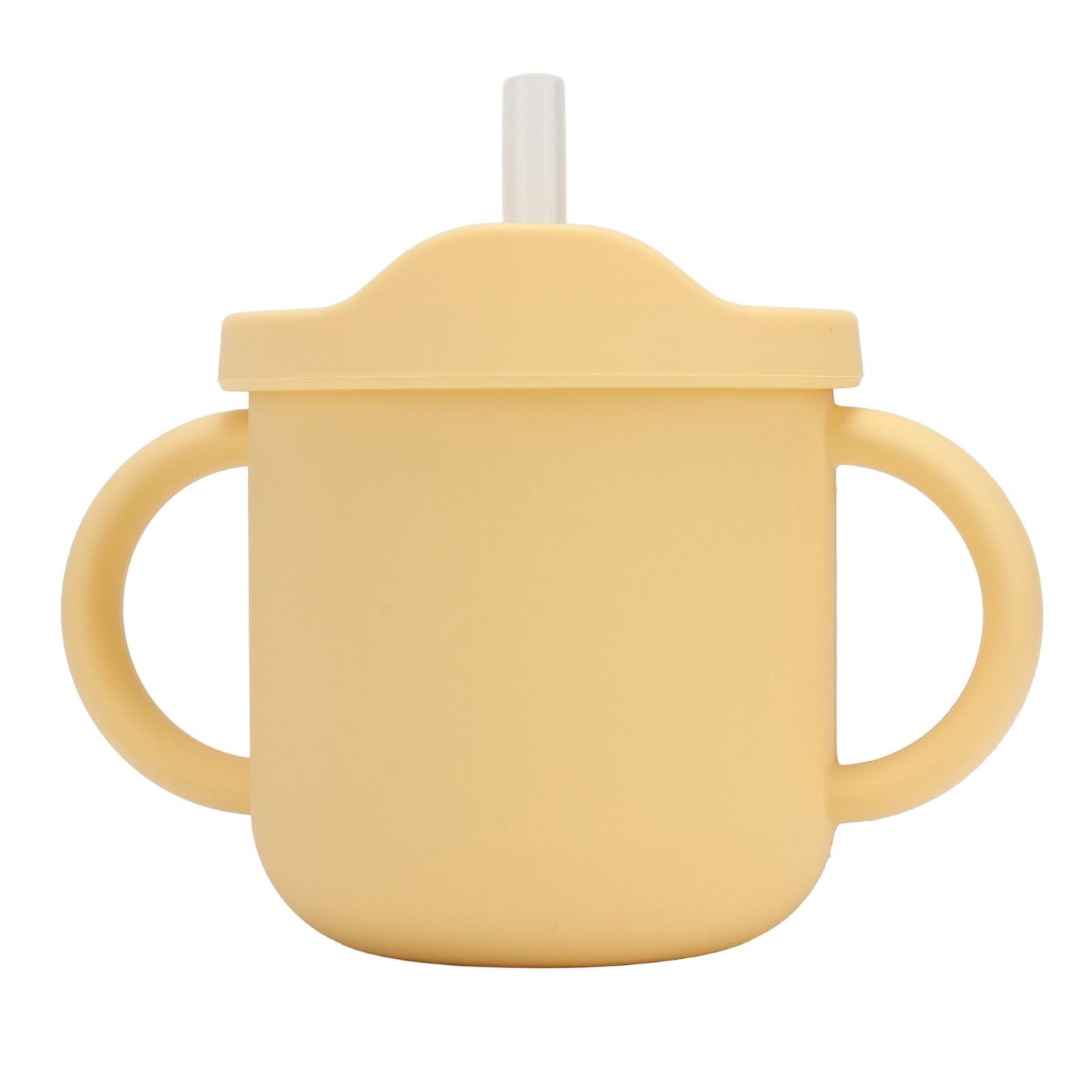 Silicone Sippy Cups Double Handles Lightweight Toddler Training Cup with Tight Leakproof Cover for Home Travelling Yellow