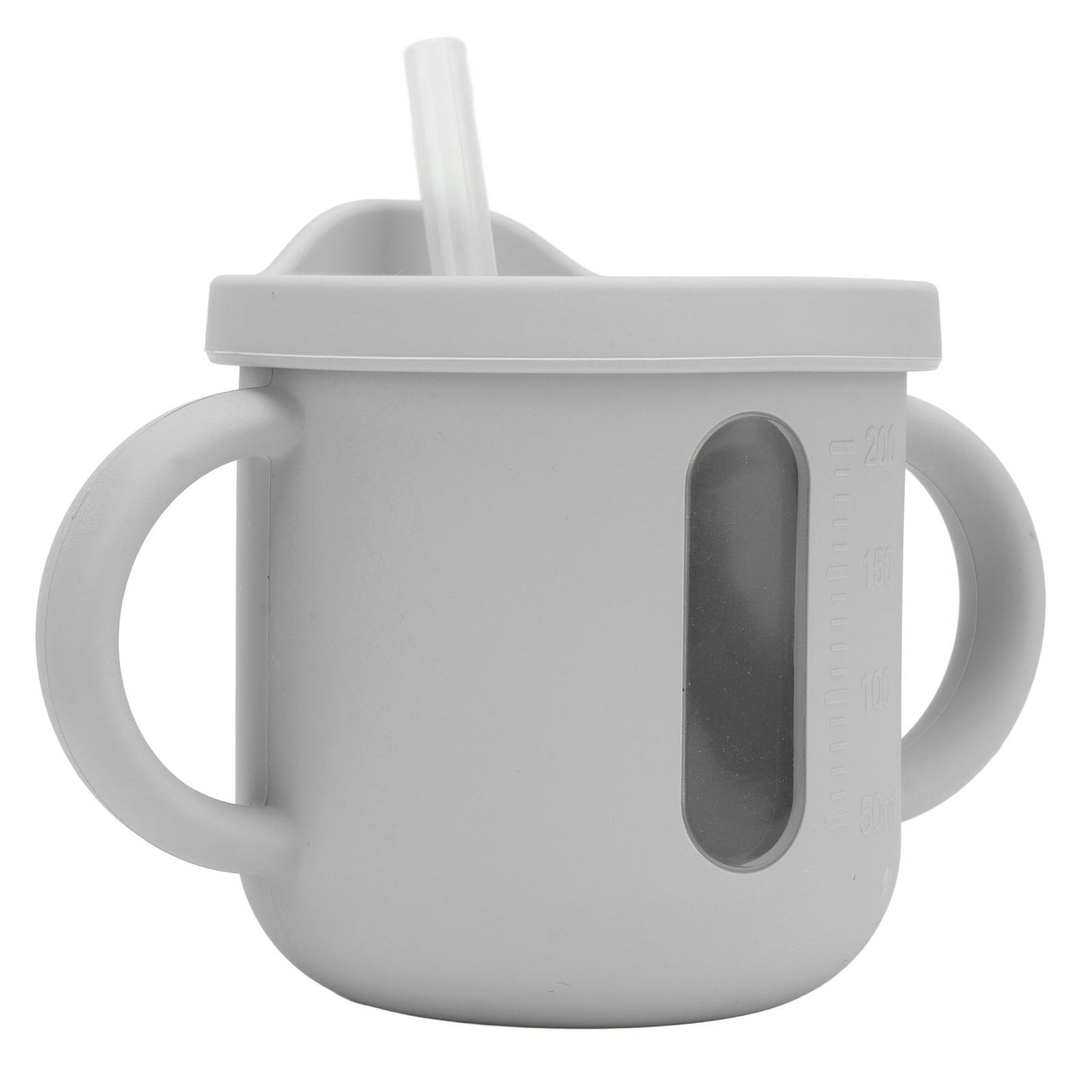 Silicone Sippy Cups Double Handles Lightweight Toddler Training Cup with Tight Leakproof Cover for Home Travelling Grey