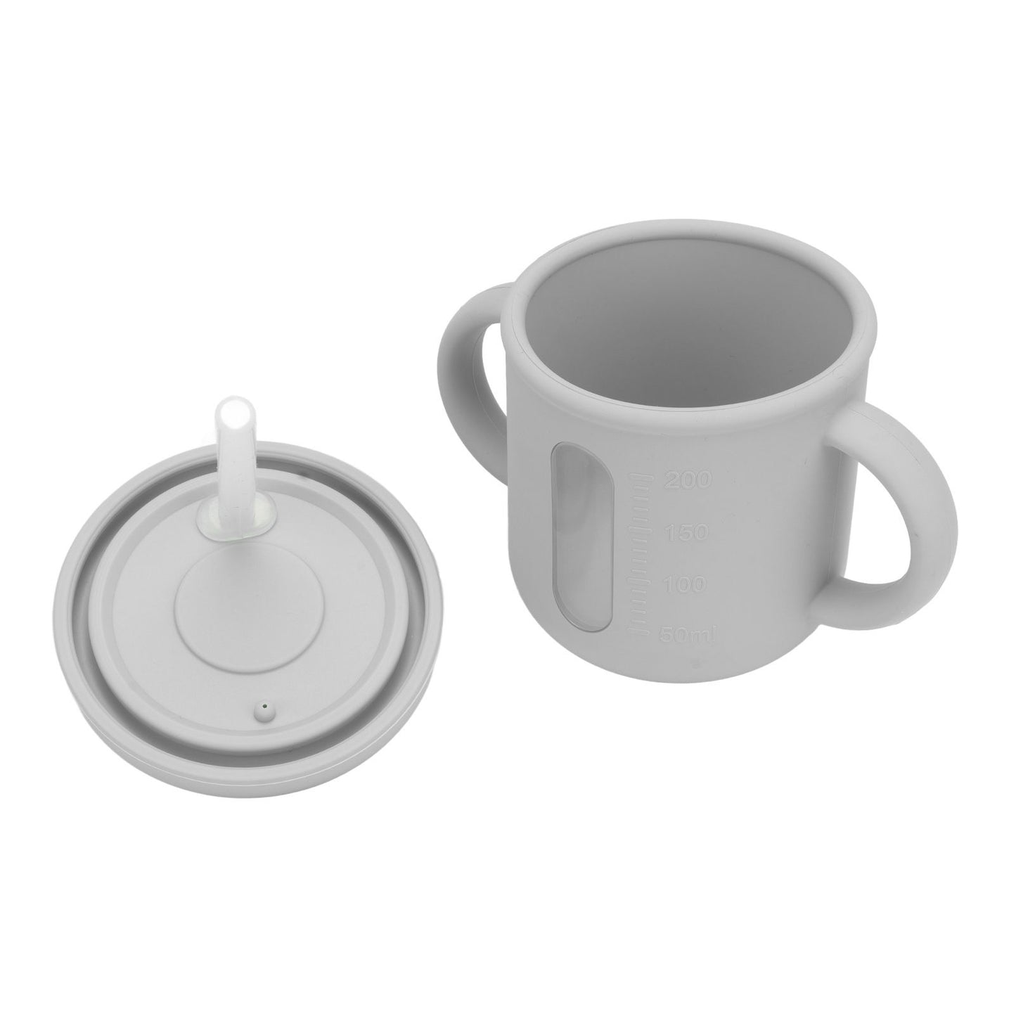 Silicone Sippy Cups Double Handles Lightweight Toddler Training Cup with Tight Leakproof Cover for Home Travelling Grey