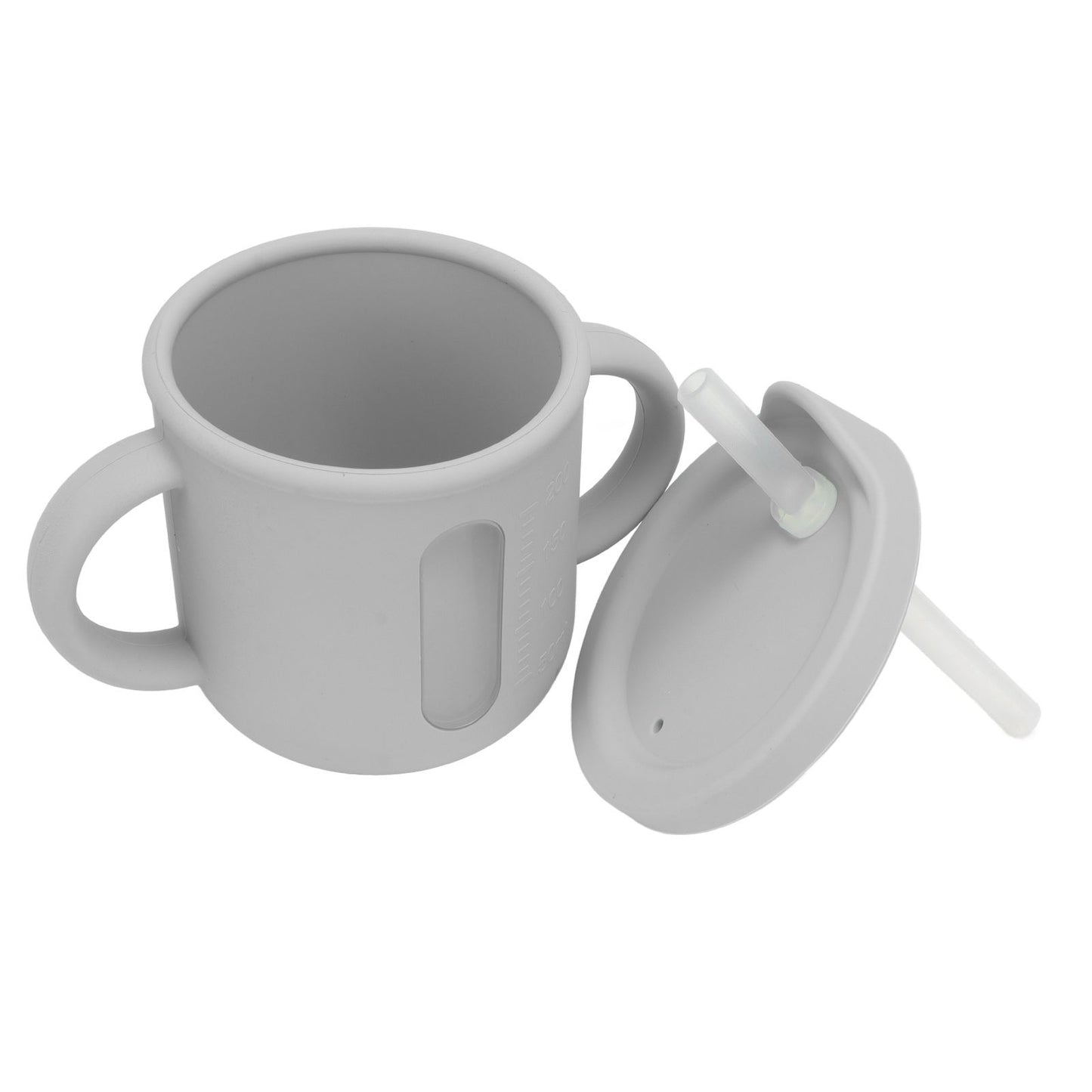 Silicone Sippy Cups Double Handles Lightweight Toddler Training Cup with Tight Leakproof Cover for Home Travelling Grey
