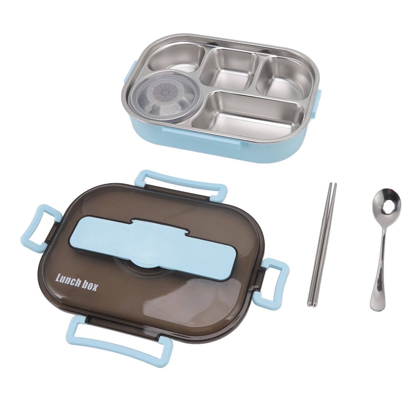 Lunch Container Box Stainless Steel Thermal Lunch Storage Box with Soup Bowl Chopsticks Spoon for Adults Children Blue