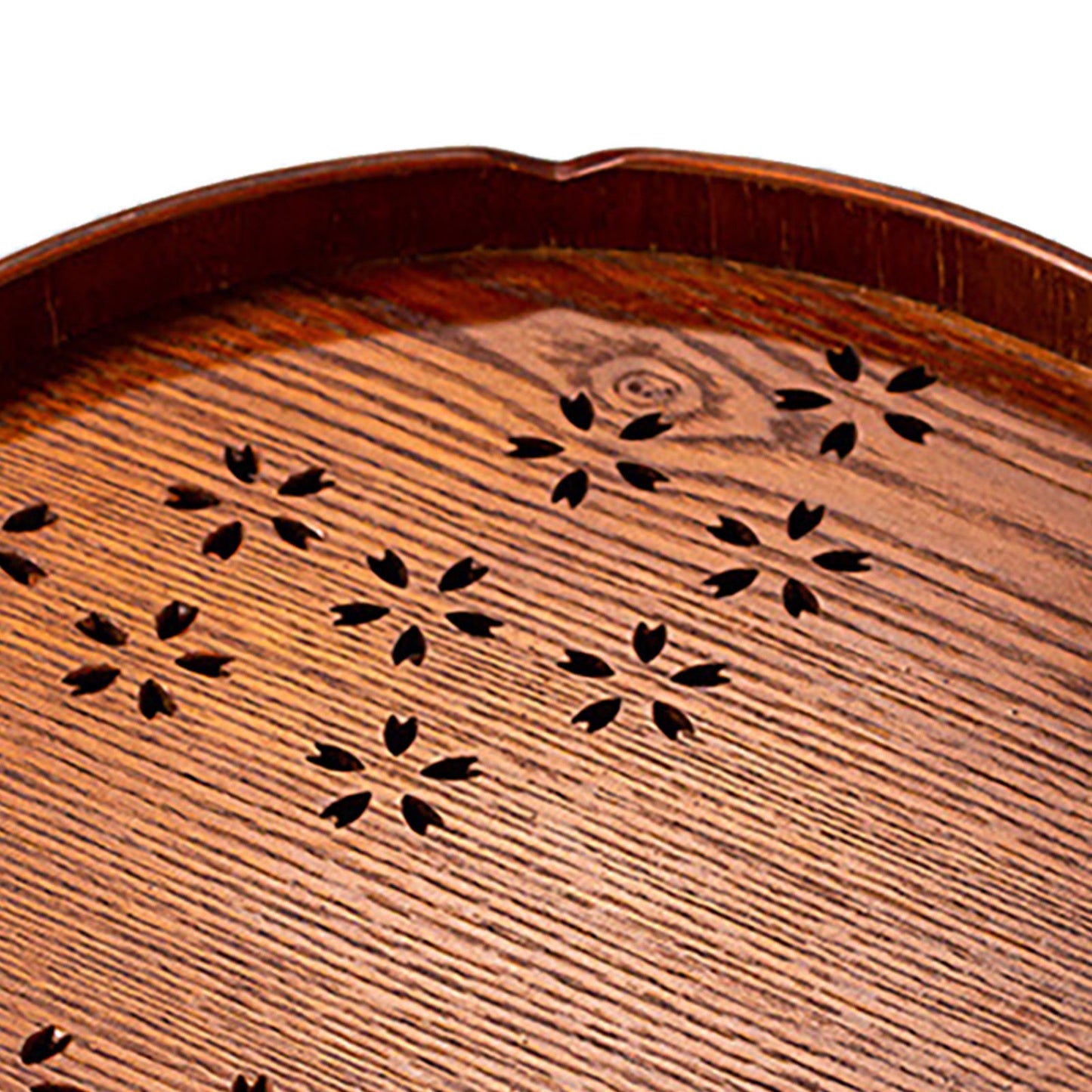 Tea Tray Cherry Blossom Pattern Wooden Tea Plate Green Tea Baking Serving Plate for Home Tea House Round