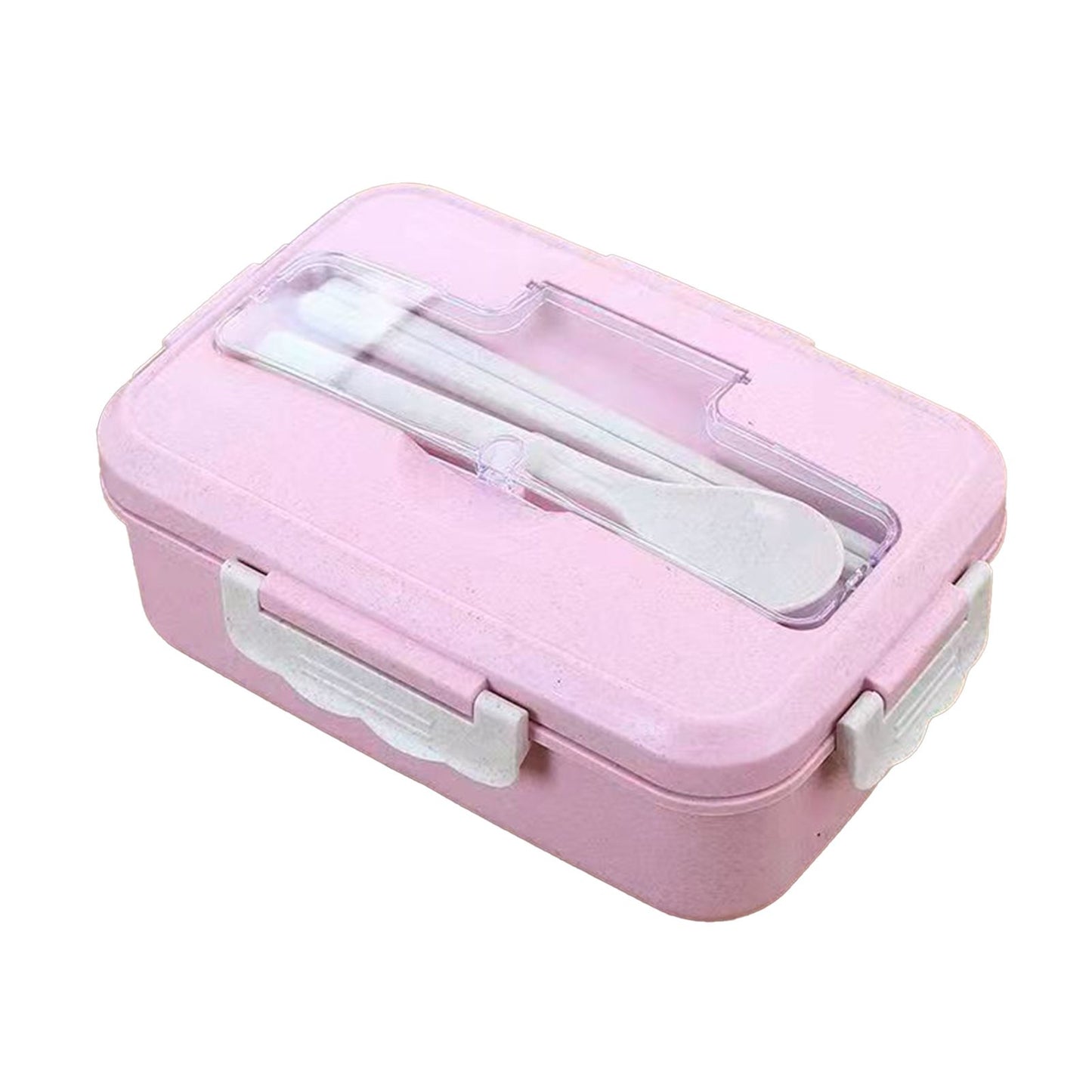 Lunch Box Multi Compartments Environmentally Friendly Portable Bento Box for Student Home School Office Pink