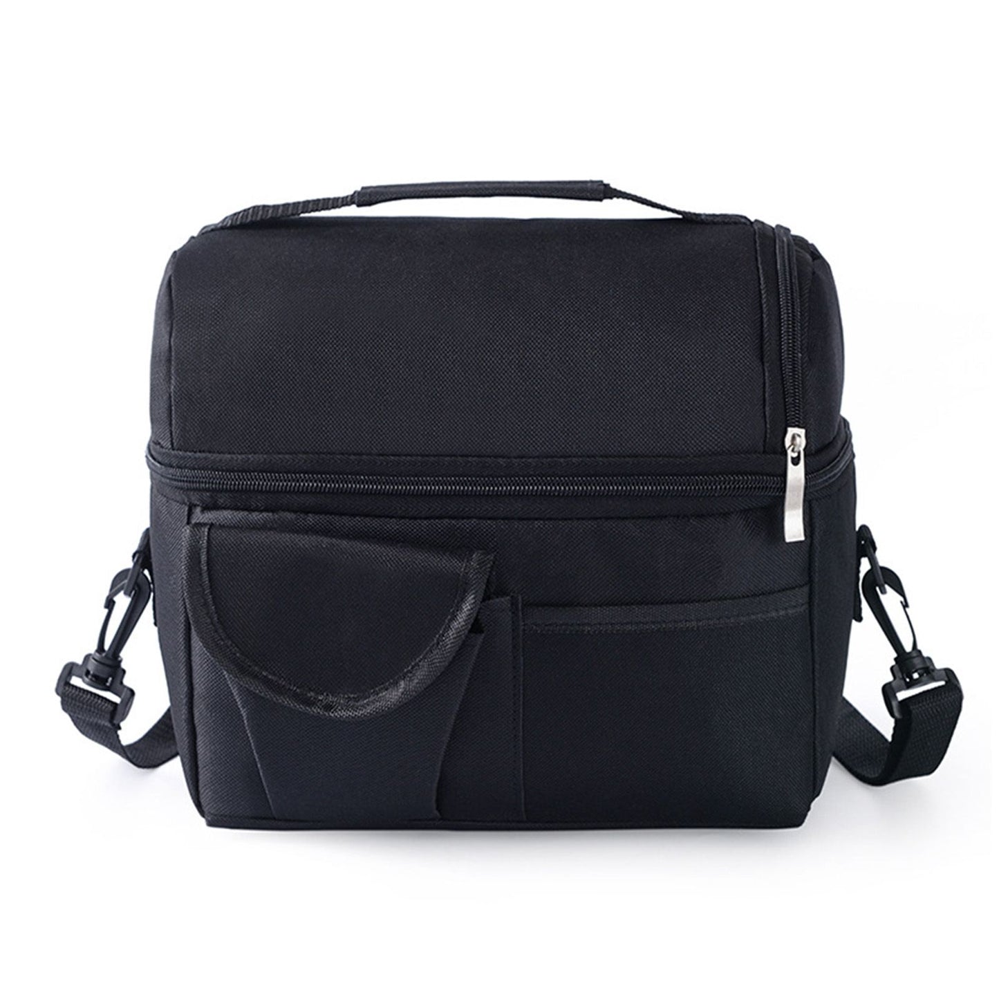 Cooler Bags Insulated Double Layer Large Capacity Oxford Cloth Washable Foldable Heat Insulation Lunch Bag for Office Black