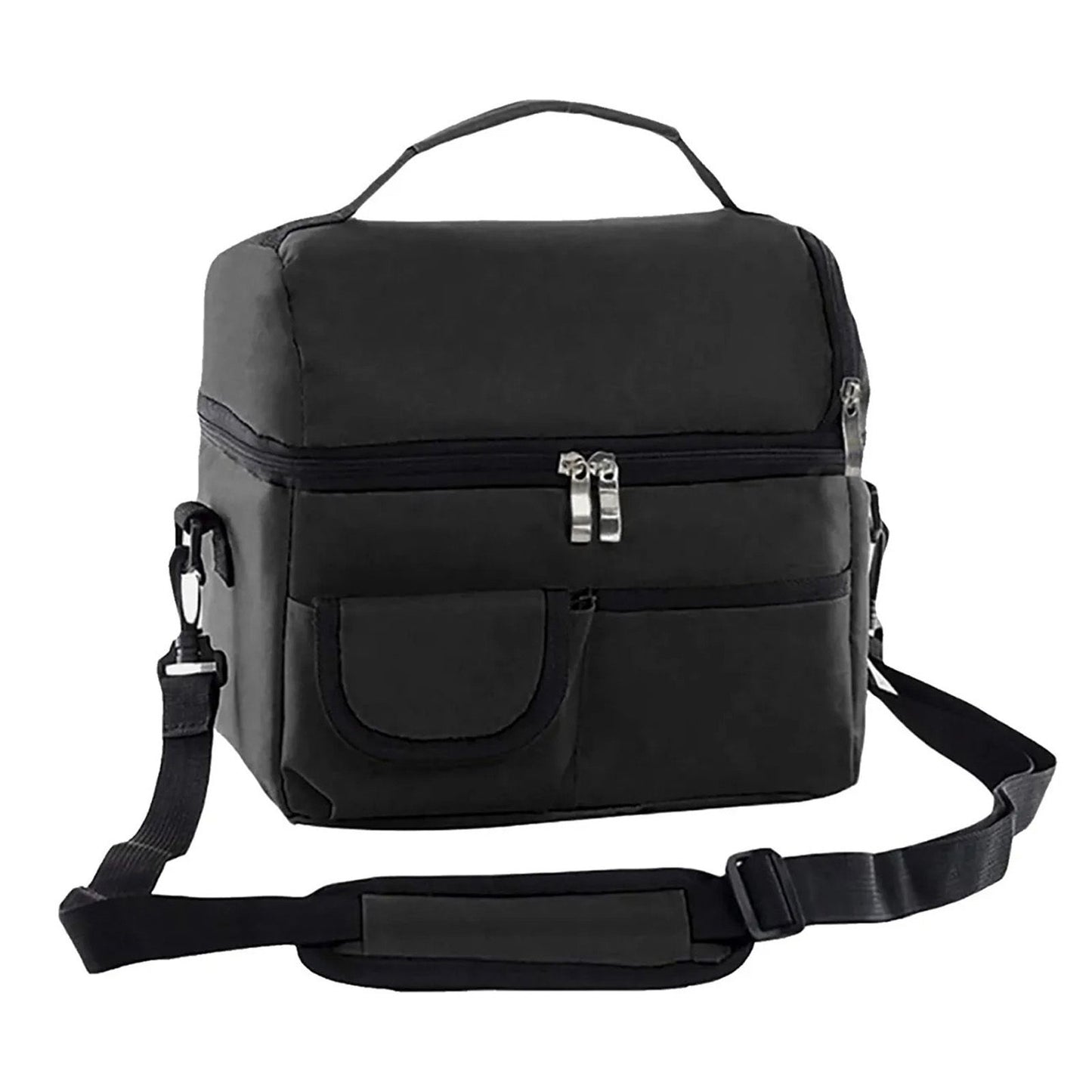 Cooler Bags Insulated Double Layer Large Capacity Oxford Cloth Washable Foldable Heat Insulation Lunch Bag for Office Black