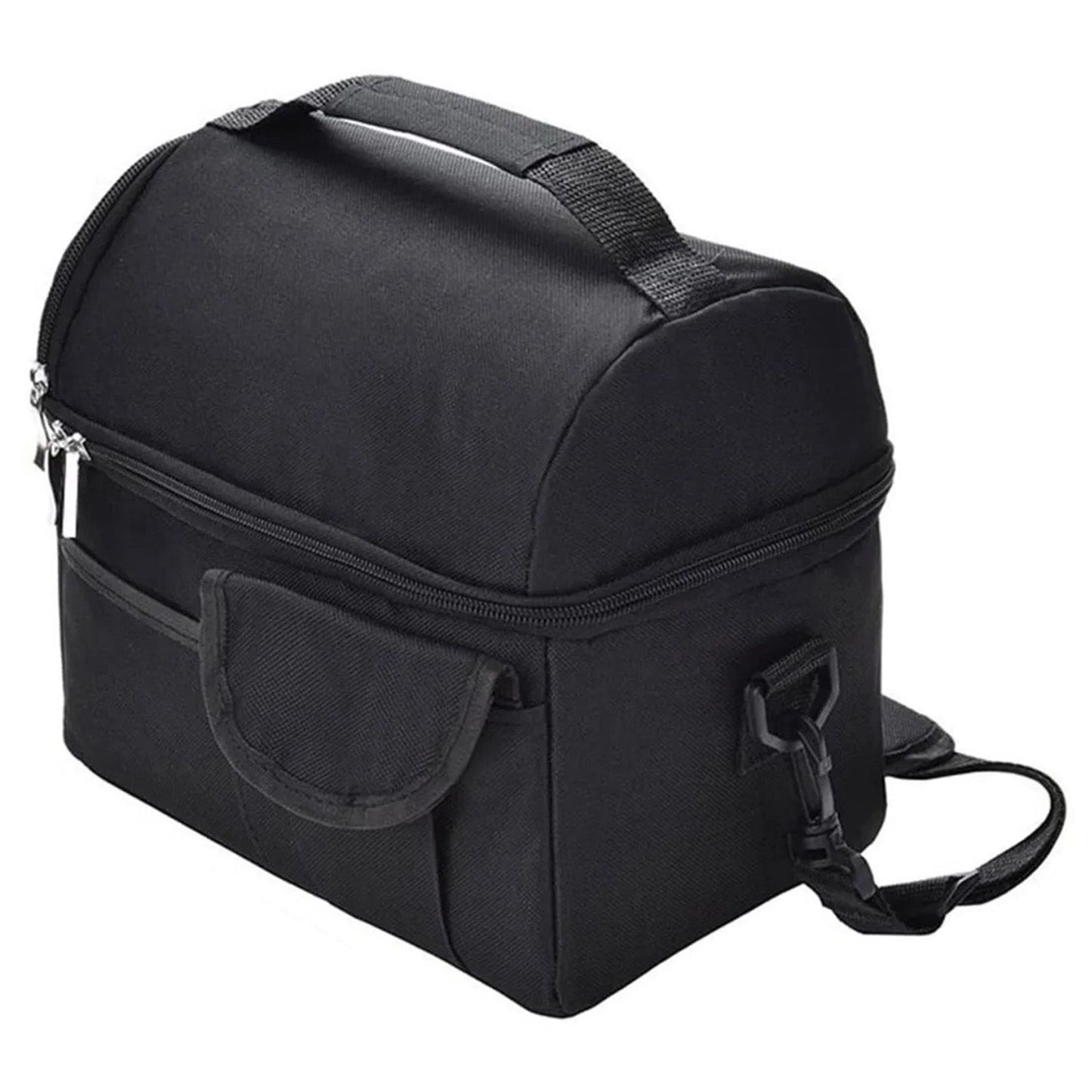 Cooler Bags Insulated Double Layer Large Capacity Oxford Cloth Washable Foldable Heat Insulation Lunch Bag for Office Black