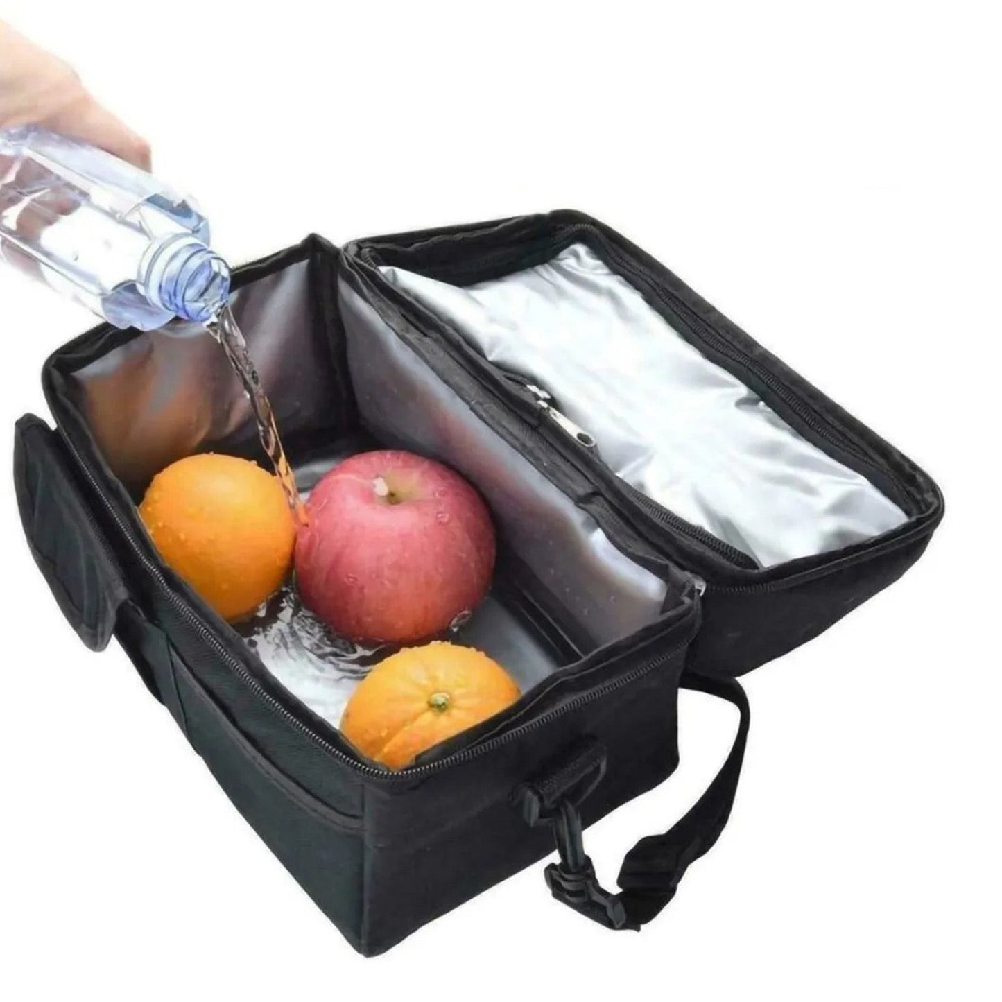 Cooler Bags Insulated Double Layer Large Capacity Oxford Cloth Washable Foldable Heat Insulation Lunch Bag for Office Black