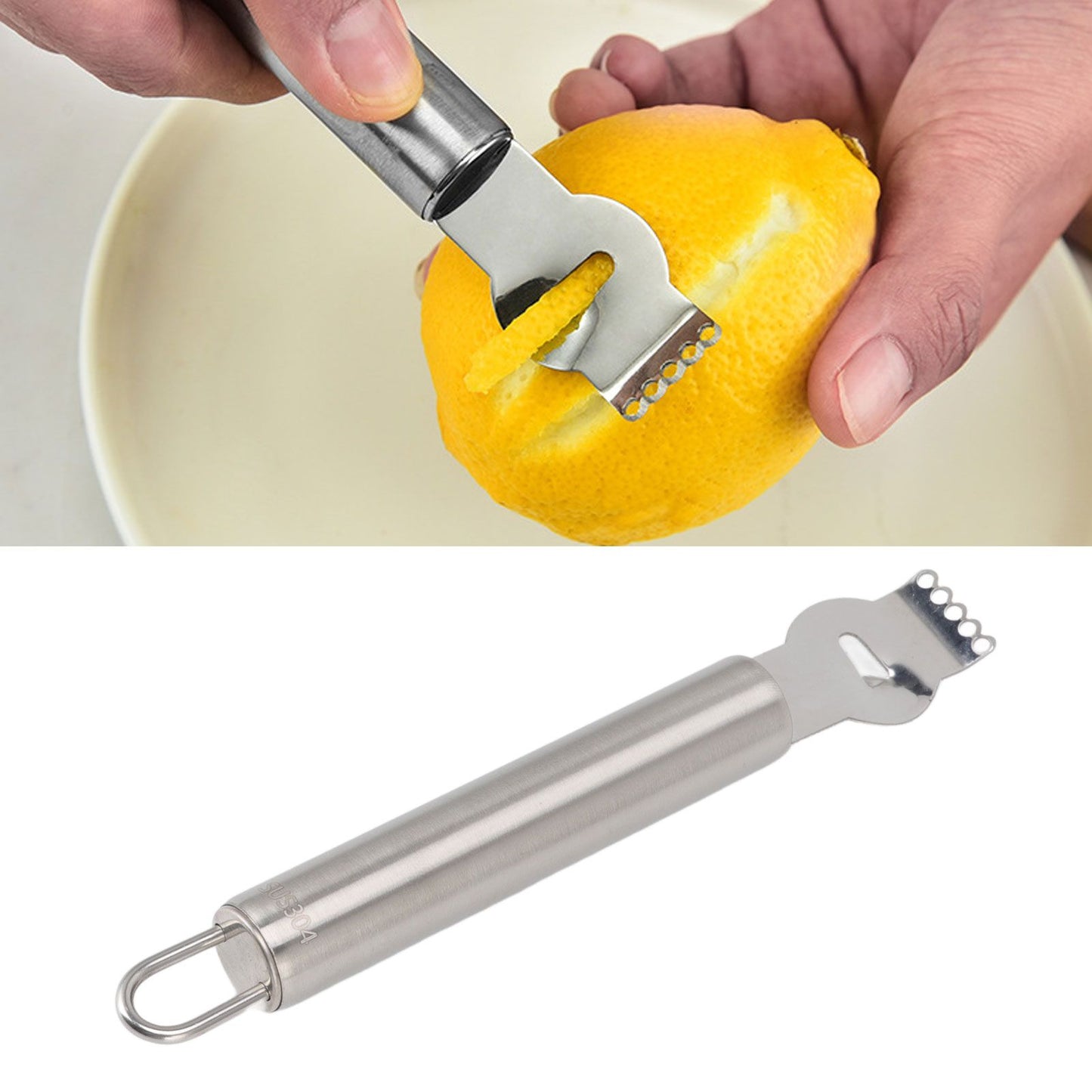 Lemon Peeler 304 Stainless Steel Lemon Zester Grater Orange Citrus Twist Peeler Kitchen Fruit Peeling Tools Silver