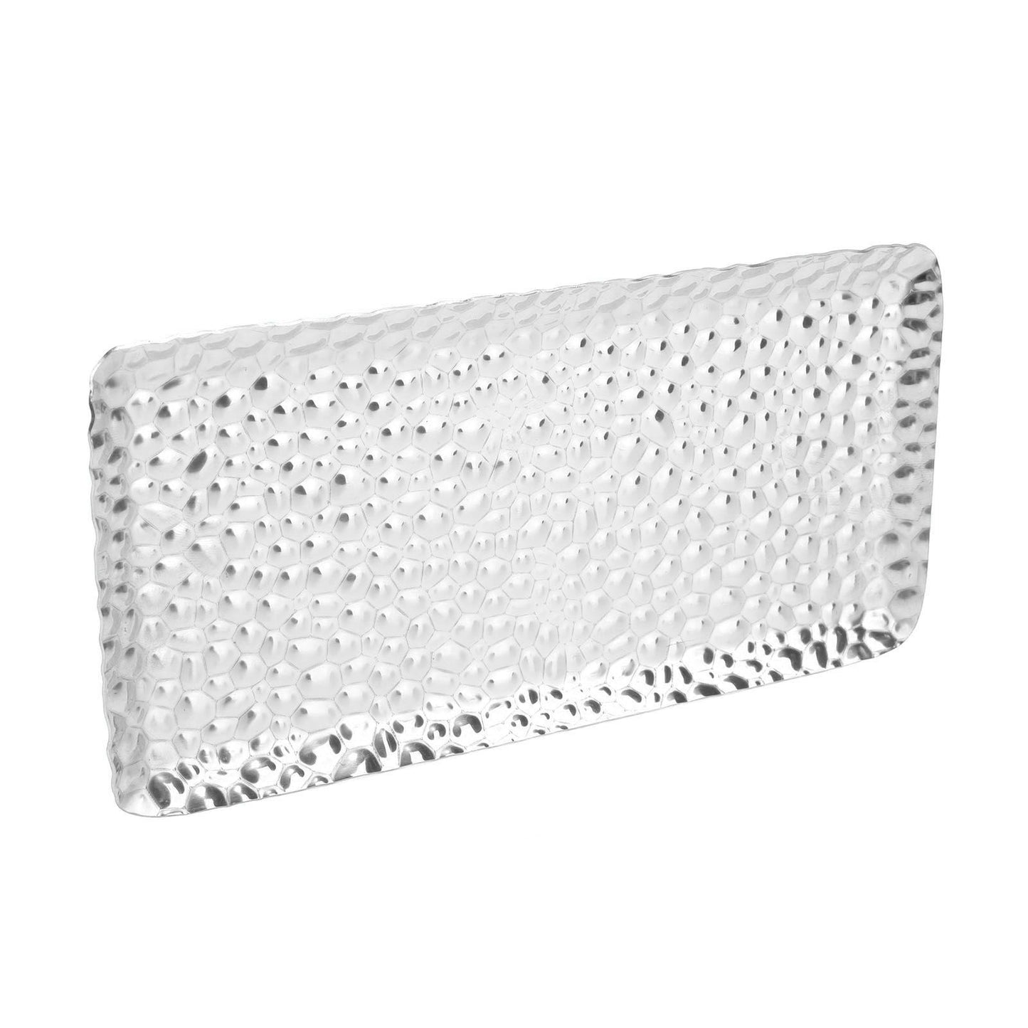 Hammered Tray Exquisite Odorless Stainless Steel Serving Tray for Living Room Bedroom Kitchen Bathroom 19.5x9.5cm Silver