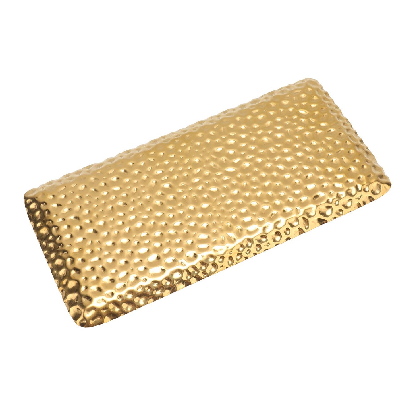 Hammered Tray Exquisite Odorless Stainless Steel Serving Tray for Living Room Bedroom Kitchen Bathroom 19.5x9.5cm Gold