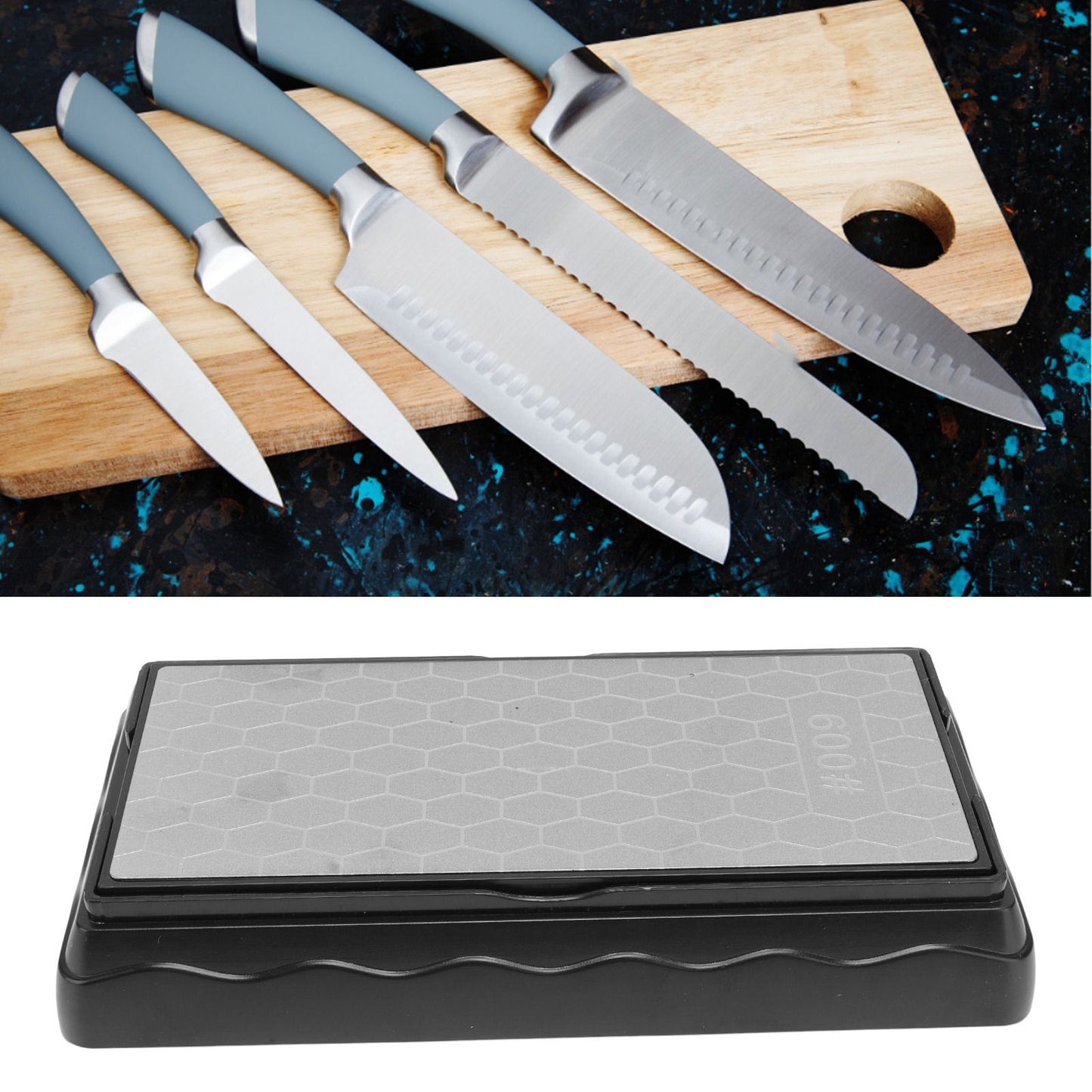 Sharpening Stone 1302B 600/1200 Grit Double Sided Skid Resistant Base Knife Polishing Tool for Kitchen