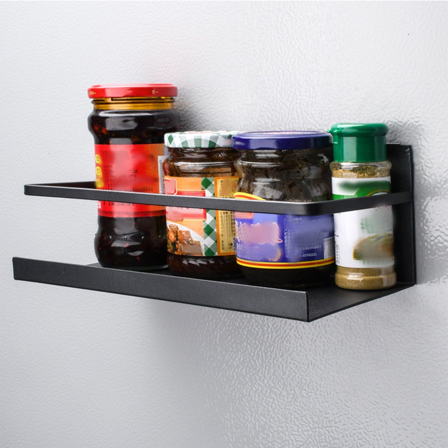 2pcs Magnetic Spice Rack Refrigerator Storage Rack Multi Function Kitchen Storage Shelves Rack Black