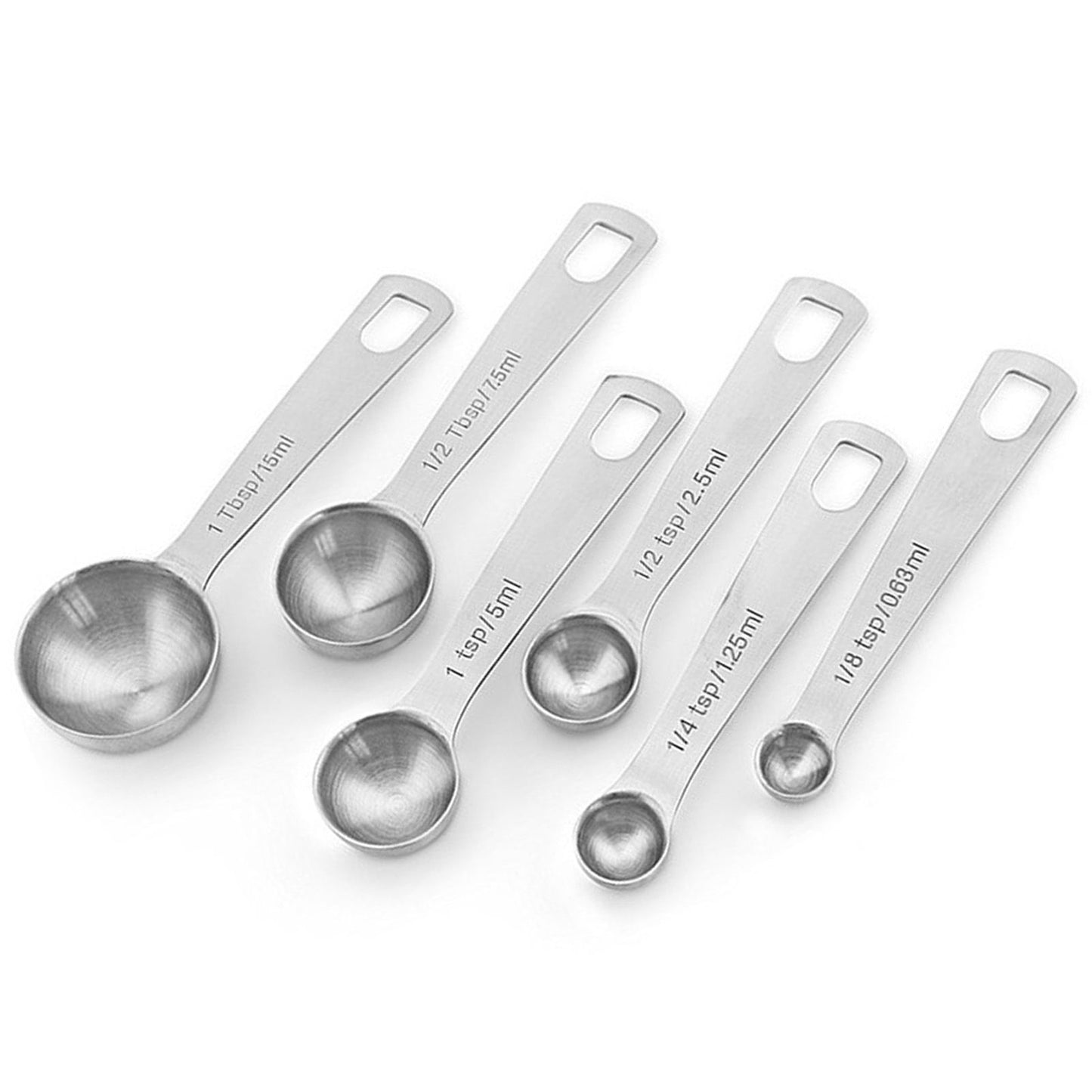 6pcs Measuring Spoon Set Thickened Clear Engraving Scale Stainless Steel Measuring Tablespoons for Seasoning