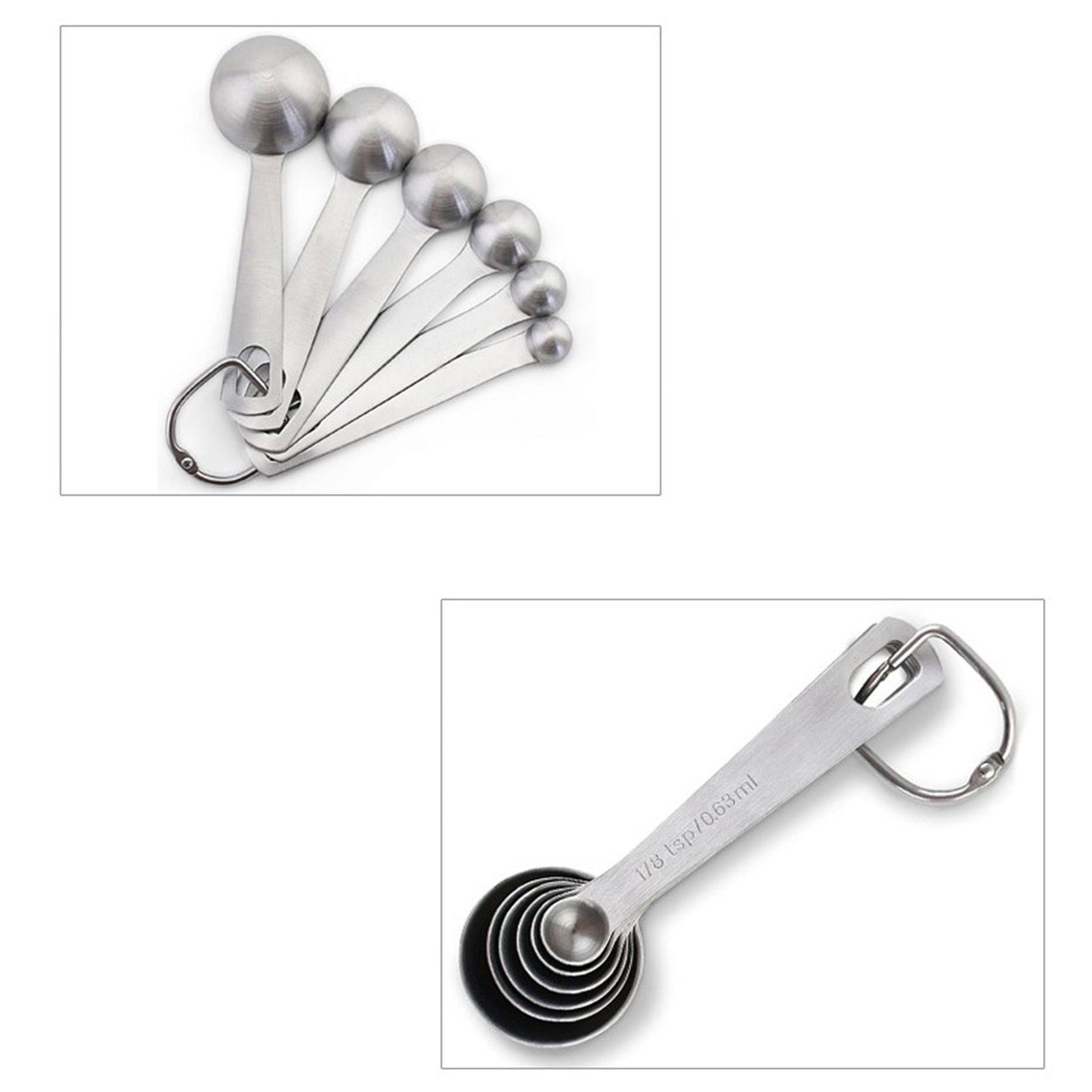 6pcs Measuring Spoon Set Thickened Clear Engraving Scale Stainless Steel Measuring Tablespoons for Seasoning