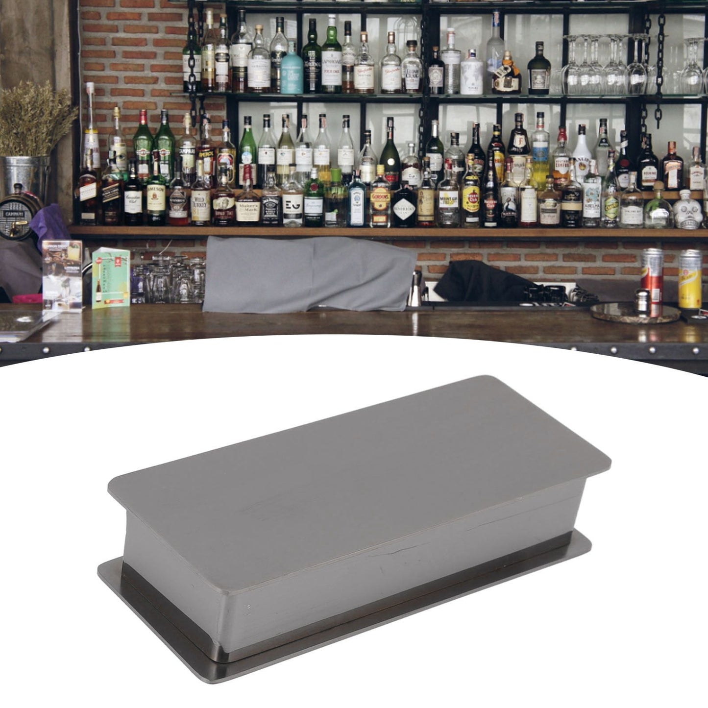 Toothpick Holder Stainless Steel Rectangular Toothpick Holder with Lid for Home Bar Hotel Restaurant Silvery Black