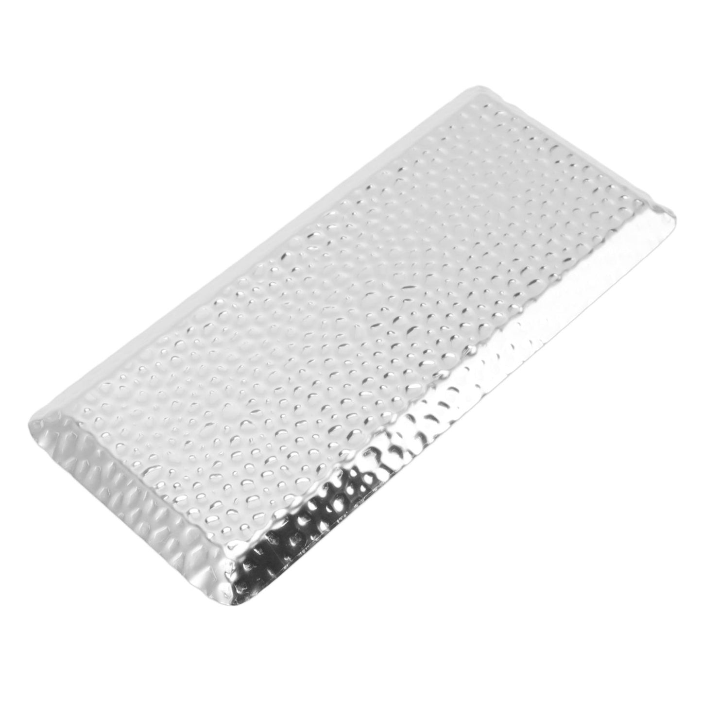 25x11cm Towel Hammered Trays Stainless Steel Multi Purpose Dishwasher Safe Dessert Tray Plate for Home Restaurant Silver