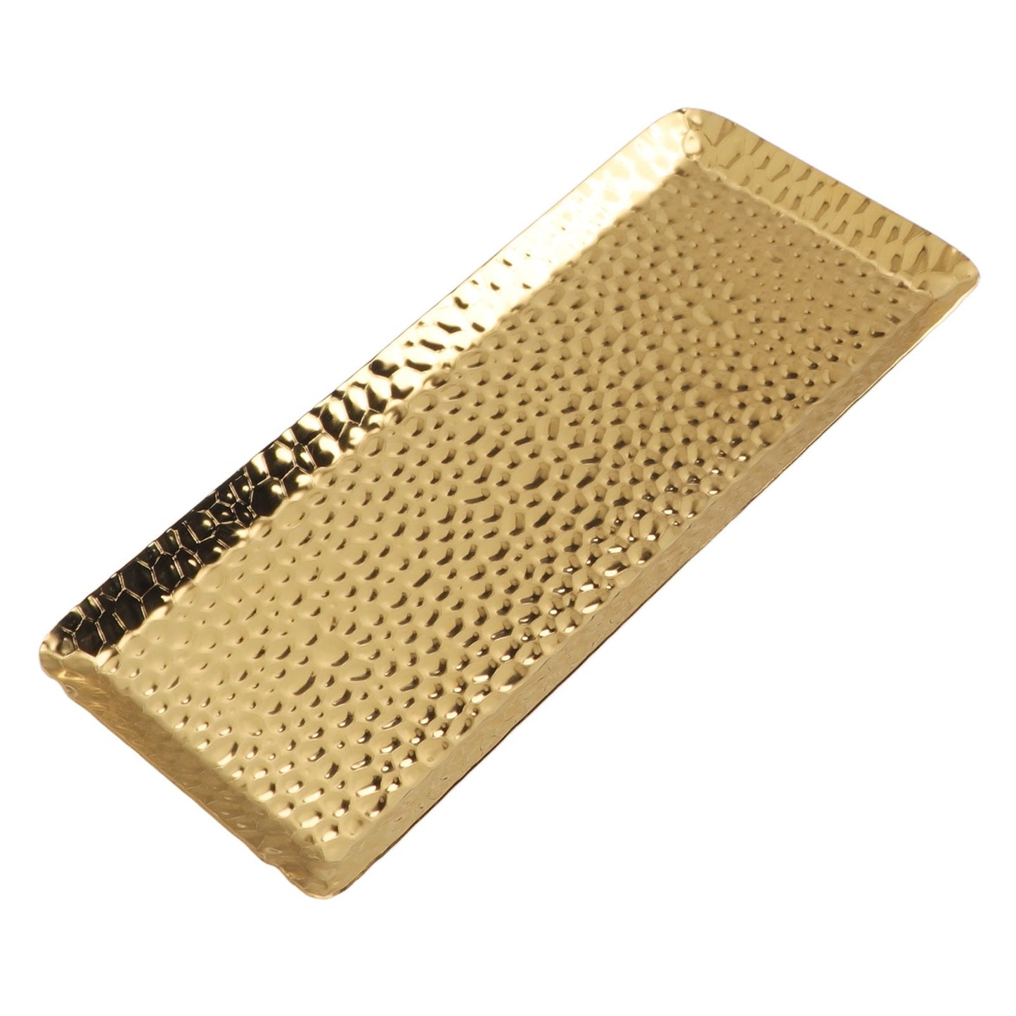 25x11cm Towel Hammered Trays Stainless Steel Multi Purpose Dishwasher Safe Dessert Tray Plate for Home Restaurant Gold