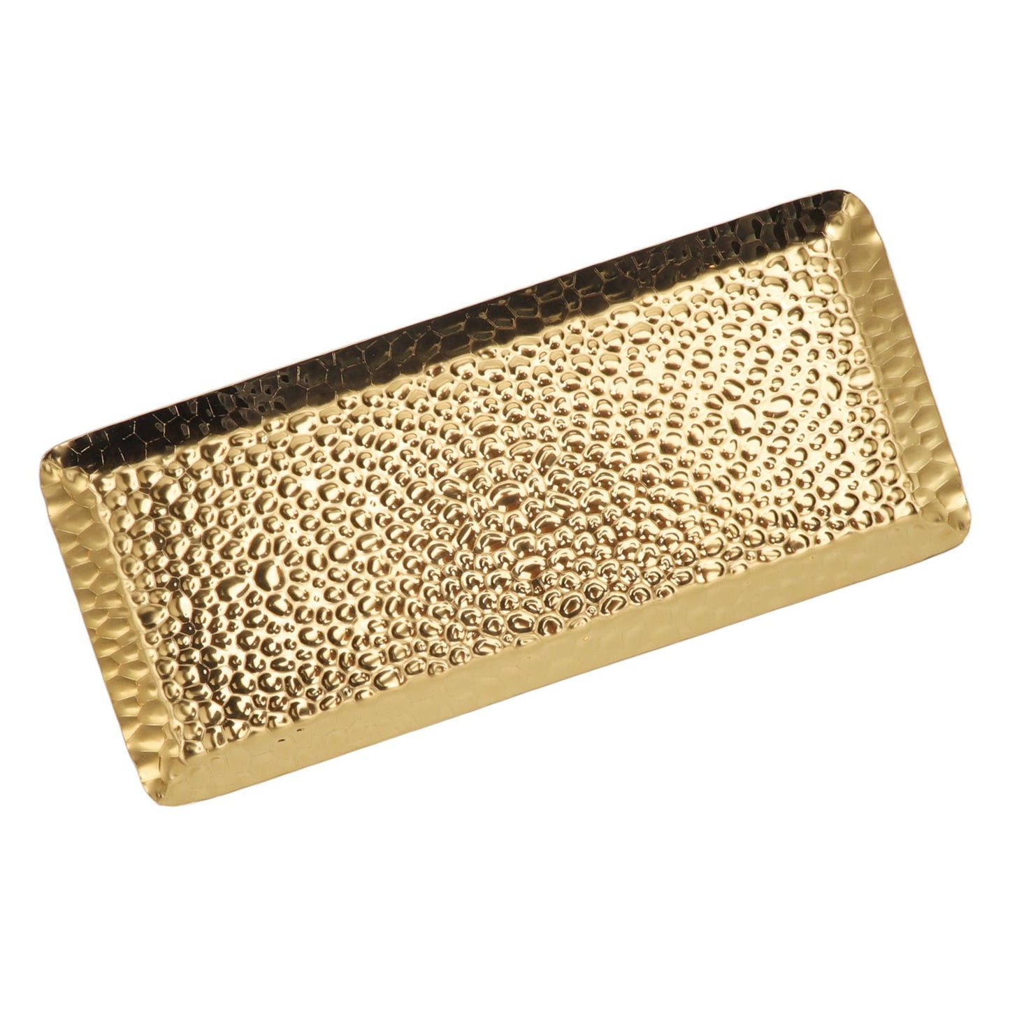 25x11cm Towel Hammered Trays Stainless Steel Multi Purpose Dishwasher Safe Dessert Tray Plate for Home Restaurant Gold