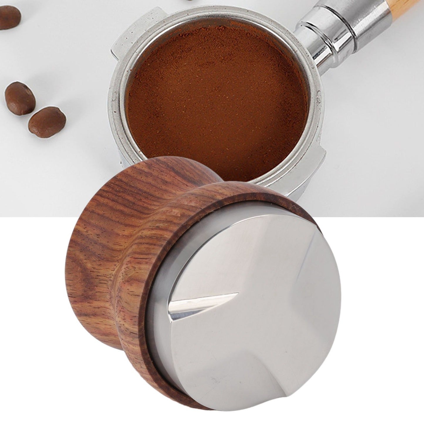 Coffee Distributor Stainless Steel Rosewood Coffee Tamper Leveler for Coffee Accessories 53mm / 2.1in