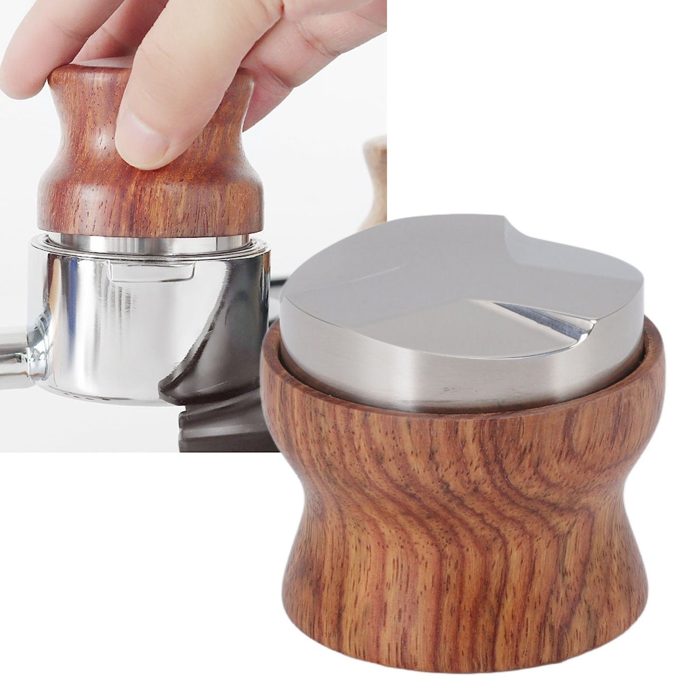 Coffee Distributor Stainless Steel Rosewood Coffee Tamper Leveler for Coffee Accessories 58mm / 2.3in
