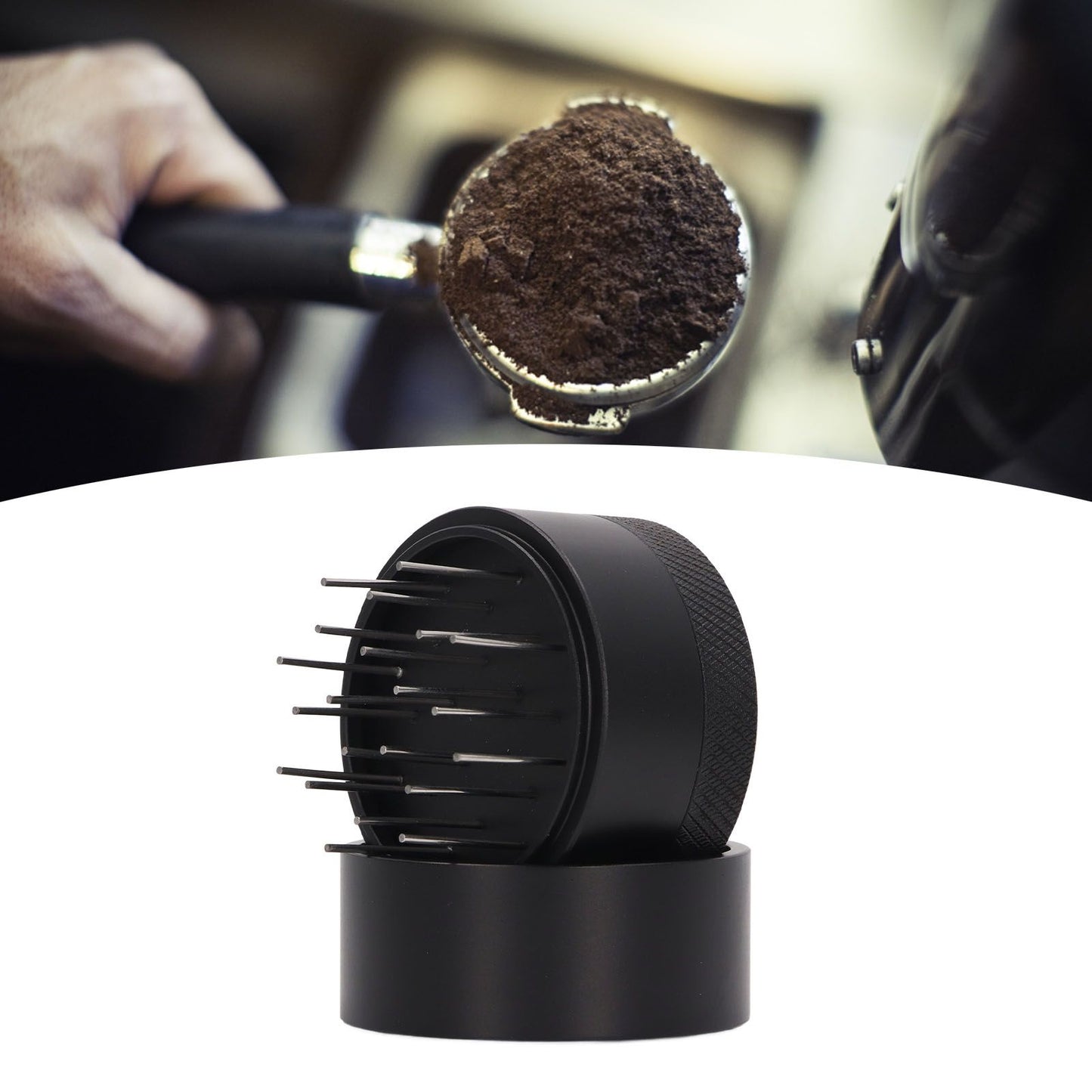 Coffee Needle Distributor Rust Resistant Stainless Steel Needle Coffee Stirrer with Base for Cafes Home 58MM