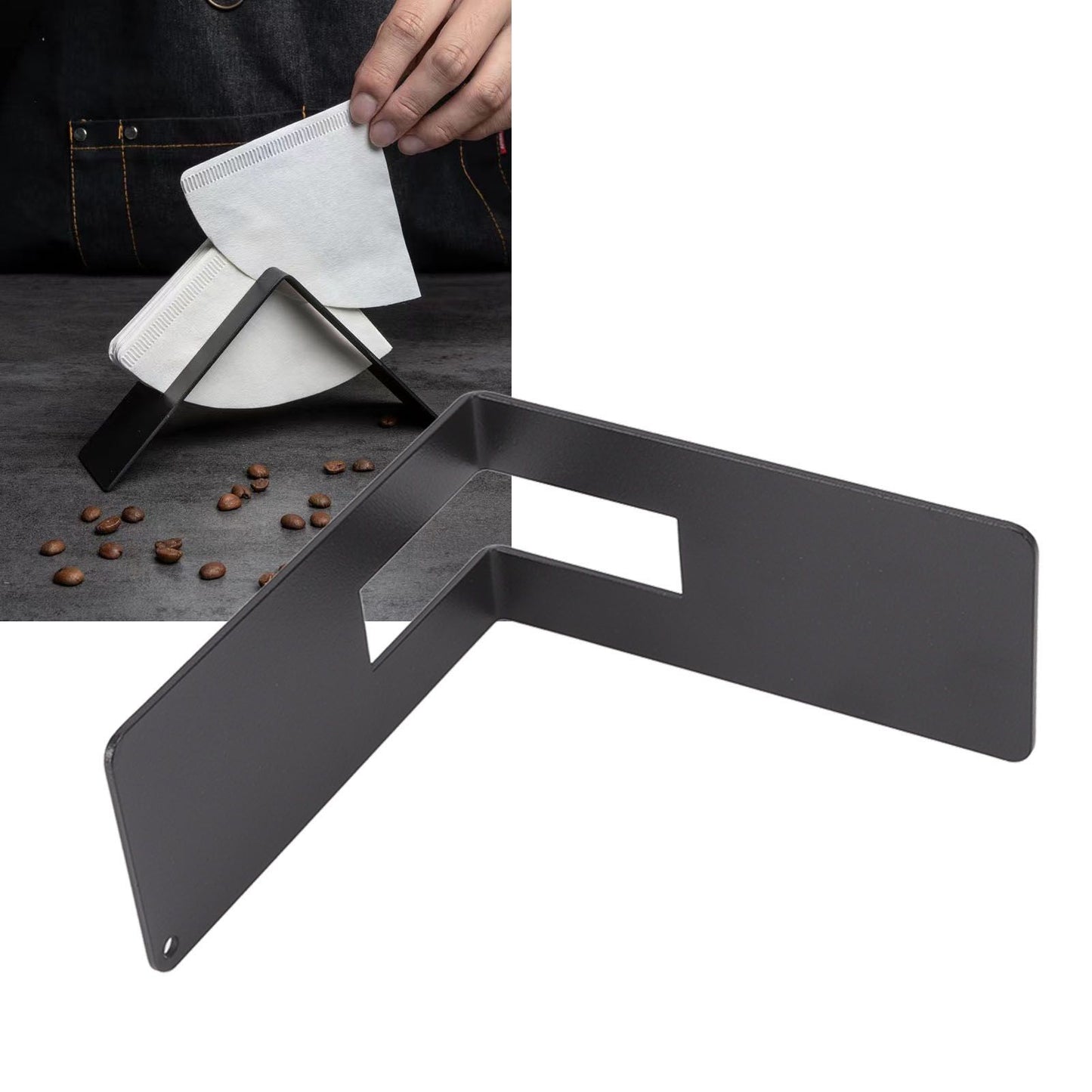 Coffee Filter Paper Holder Stainless Steel Coffee Paper Storage Container Dispenser Rack Coffee Filter Paper Stand