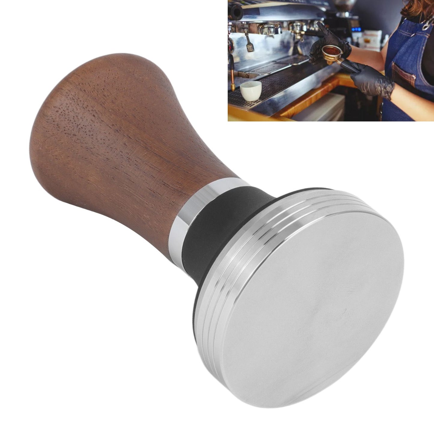 51mm Coffee Tamper Food Grade Stainless Steel Pressure Tamper with Wooden Handle for Coffee Tools