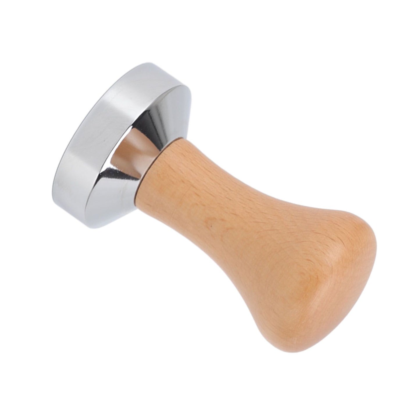304 Stainless Steel Flat Base Coffee Tamper Wooden Handle Coffee Press Hammer for Home Shop