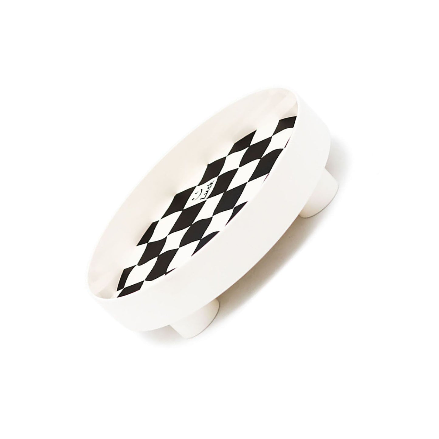 Round Storage Organizer Tray Checkerboard Design Plate Container Tray for Fruit Perfume Jewelry White, Small