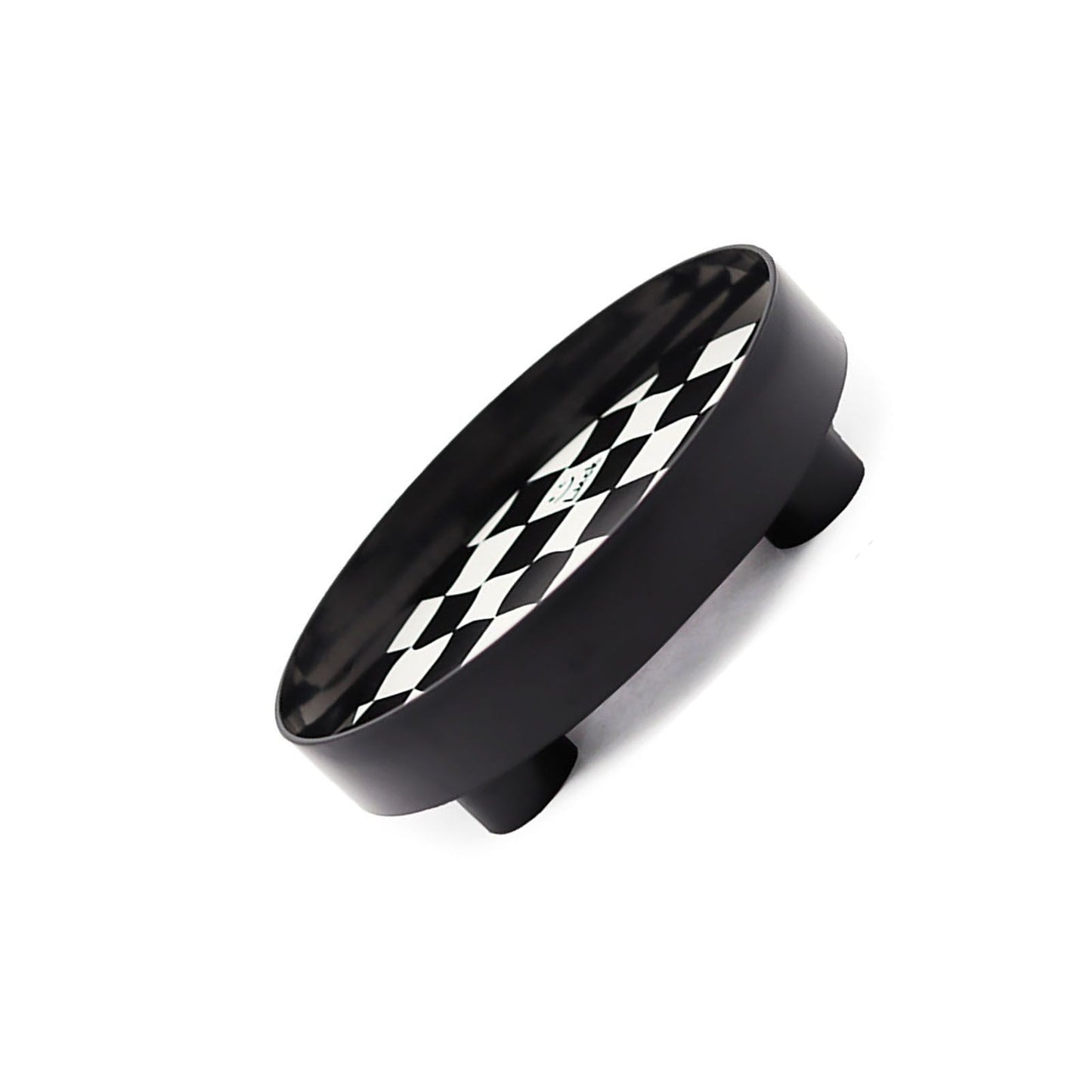 Round Storage Organizer Tray Checkerboard Design Plate Container Tray for Fruit Perfume Jewelry Black, Small