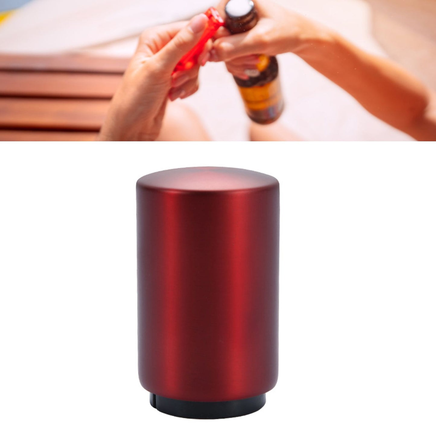 Automatic Bottle Opener Magnetic Stainless Steel Push Down Bottle Lid Opening Tool for Beer Glass Beverage Bottle Red