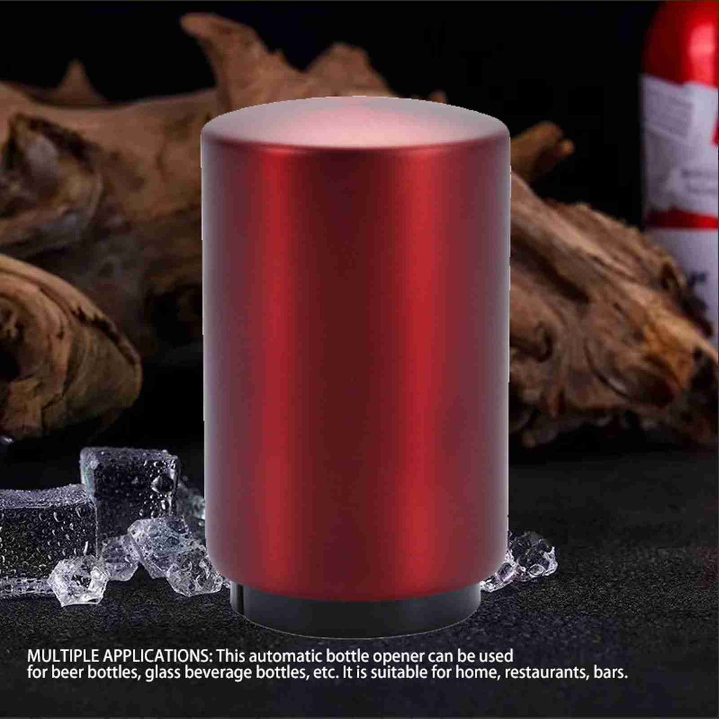 Automatic Bottle Opener Magnetic Stainless Steel Push Down Bottle Lid Opening Tool for Beer Glass Beverage Bottle Red