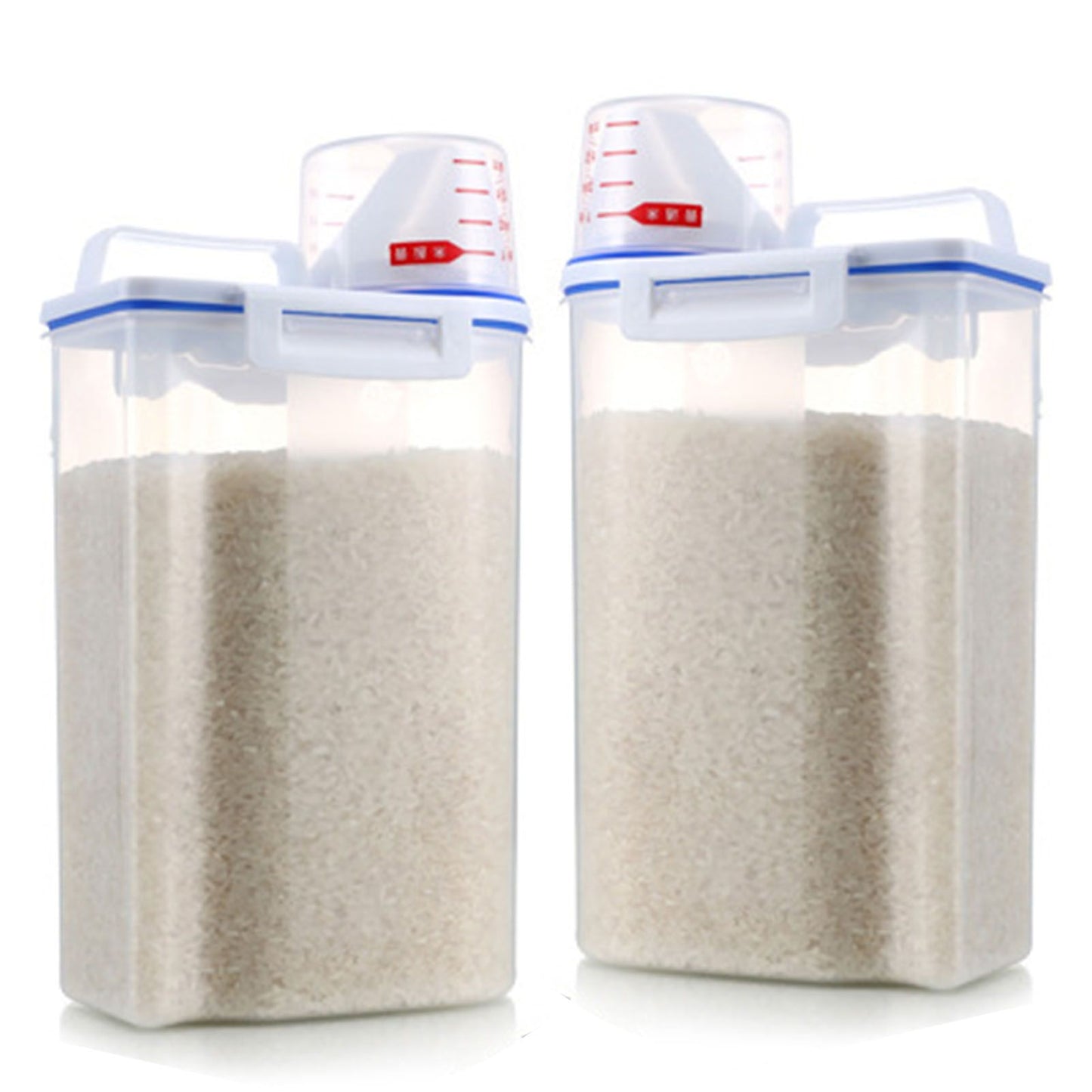 Rice Storage Barrel 2KG Capacity BPA Free Airtight Cereal Container with Measuring Cup Lid for Grain Flour Nuts