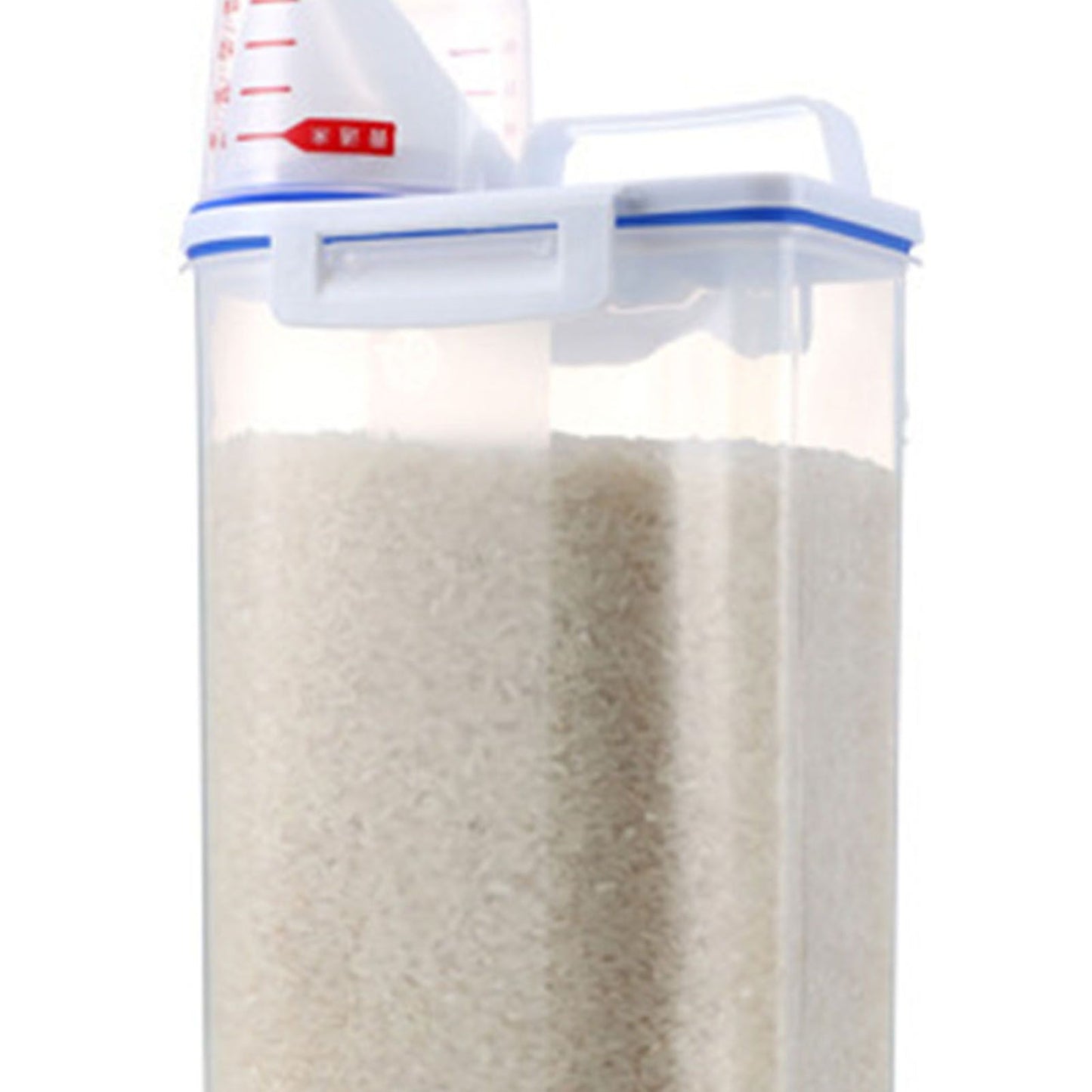 Rice Storage Barrel 2KG Capacity BPA Free Airtight Cereal Container with Measuring Cup Lid for Grain Flour Nuts